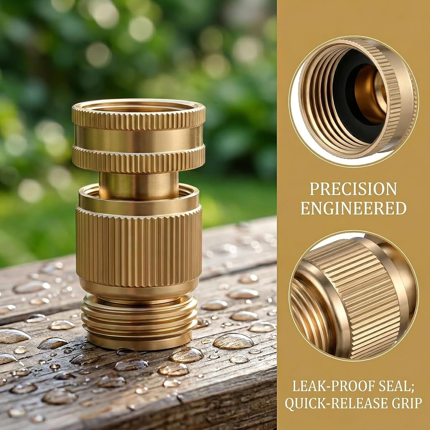 Baluue 6 Sets Garden Hose Quick Connect Fittings Brass Quick Connector Kit Male and Female Hose Adapters with Seal