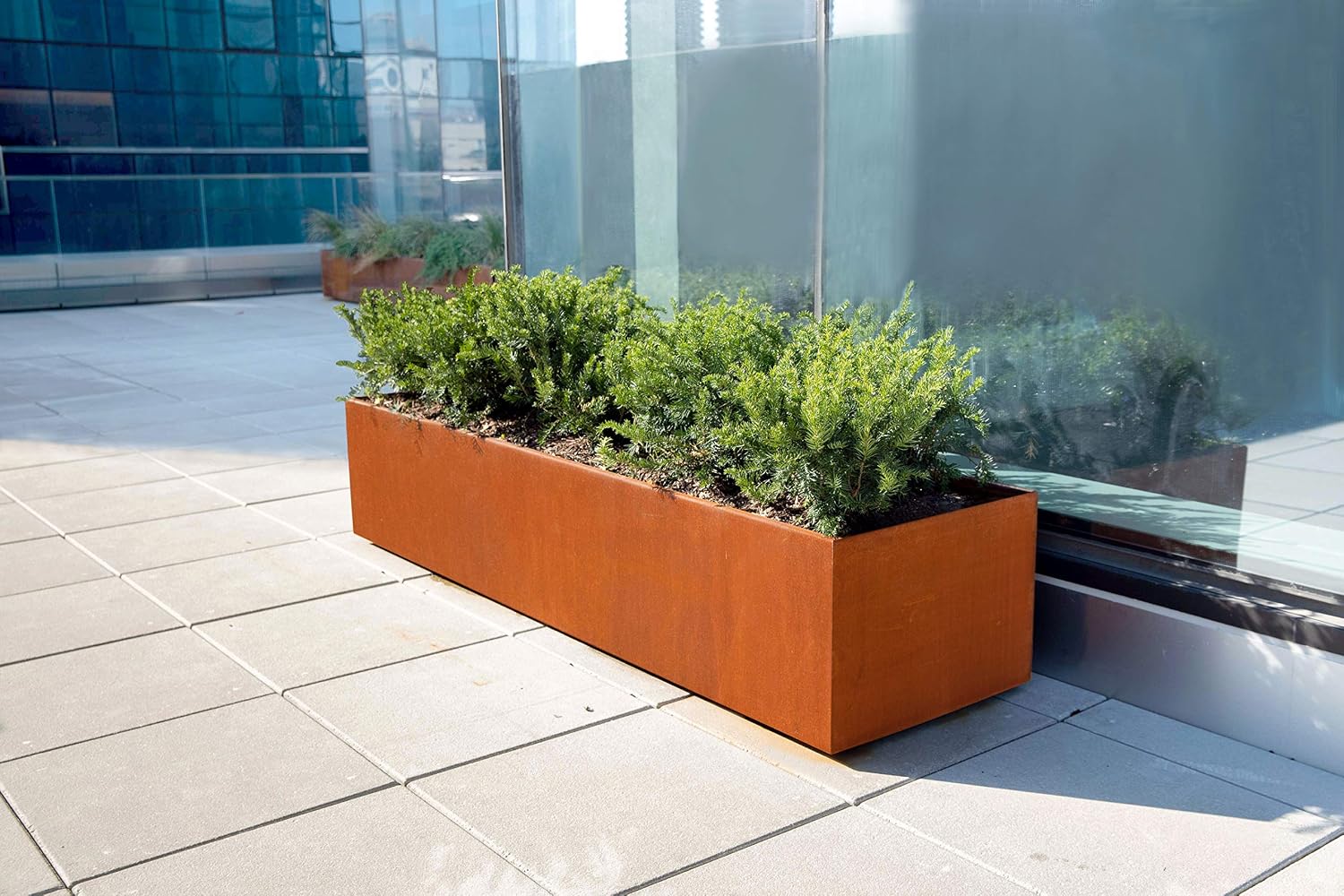 Large Rectangular Planters for Outdoor Plants - 60x18x36 Inch Corten Steel Planter, Extra Large Outdoor Planter Box for