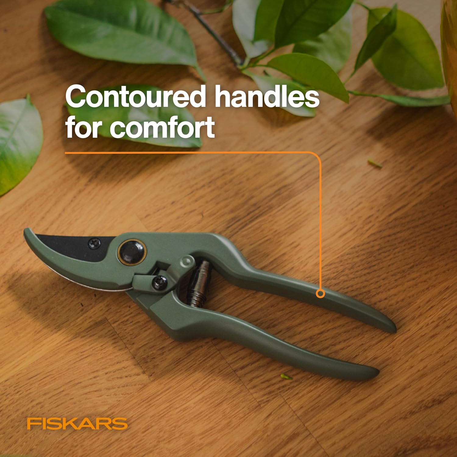 Fiskars 7" Plant Sculpting Bypass Pruners & Holder, 1/2" Cut Capacity | For Indoor Gardening & Bonsai, Low-Friction