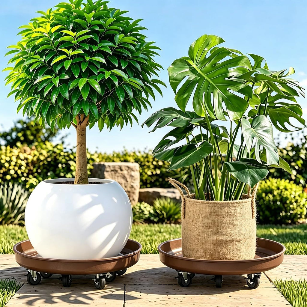 Plant Caddy With Wheels 16" Metal Plant Saucers for Indoors 420 Lb Capacity | Rolling Plant Stand, 360° Locking Casters