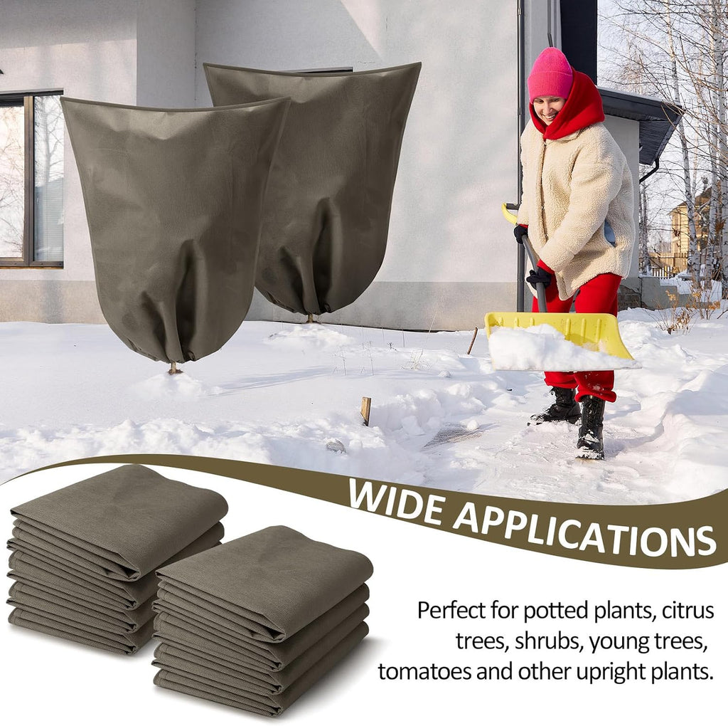 12 Packs Winter Plant Covers Freeze Protection Drawstring Tree Cover 23.62 x 31.5 in Large Reusable Frost Protection