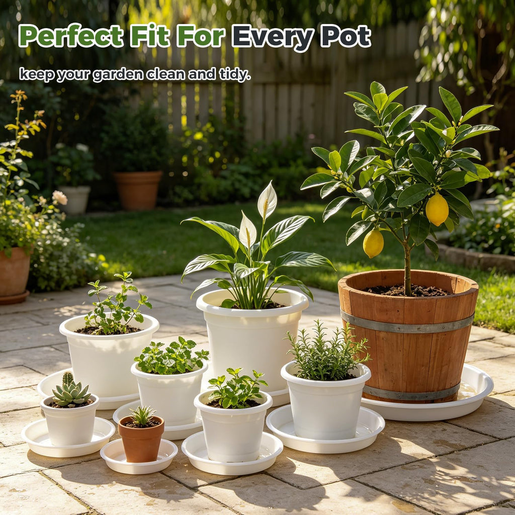10 Packs 16 Inch Plastic Plant Saucers for Indoor Outdoor, Plant Water Catcher Tray for Pots, Bulk Flower Pot Saucers
