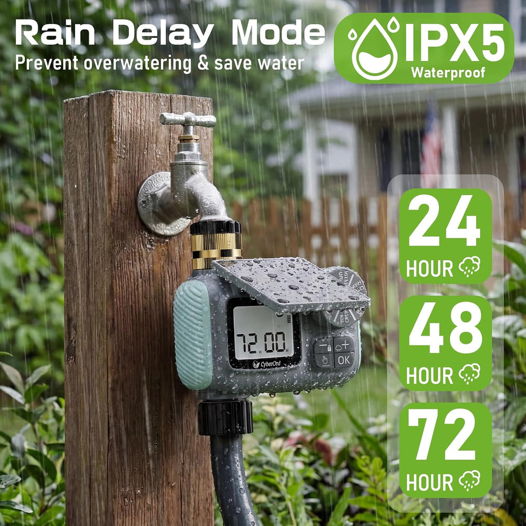 Solar Hose Timer, Sprinkler Timer Programmable with Brass Swivel | Water Timers for Garden Hose Watering with Rain
