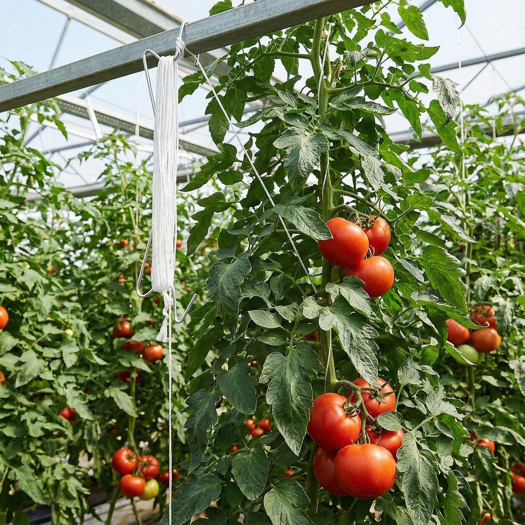 260 PCS Tomato Hooks with String, Tomato Support Hook & Plant Support Clips and 32.8 Ft Twine, Climbing Plants Hooks