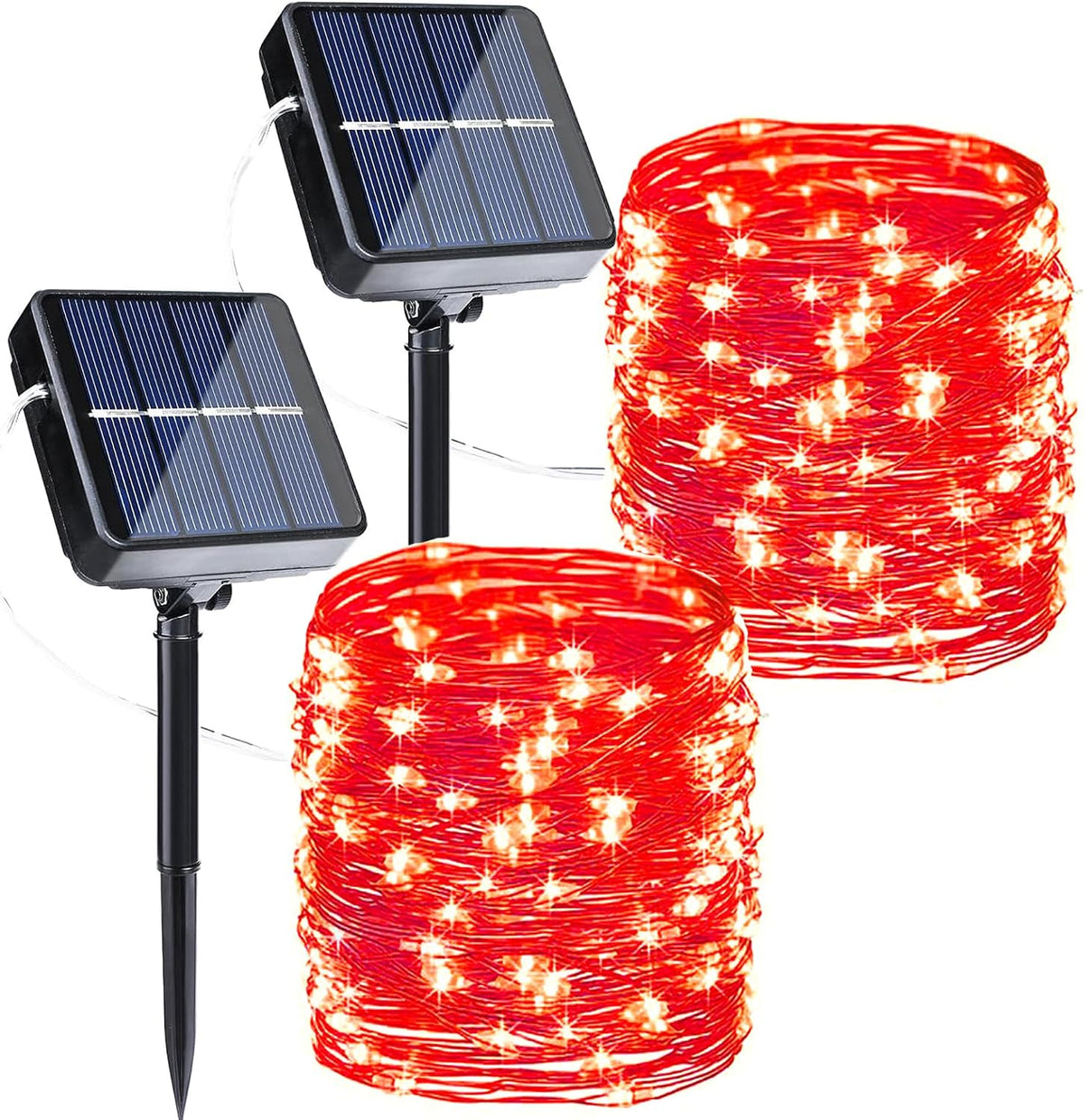 Joomer Solar Fairy Lights, 2-Pack Total 80FT 240LED String Lights, Red