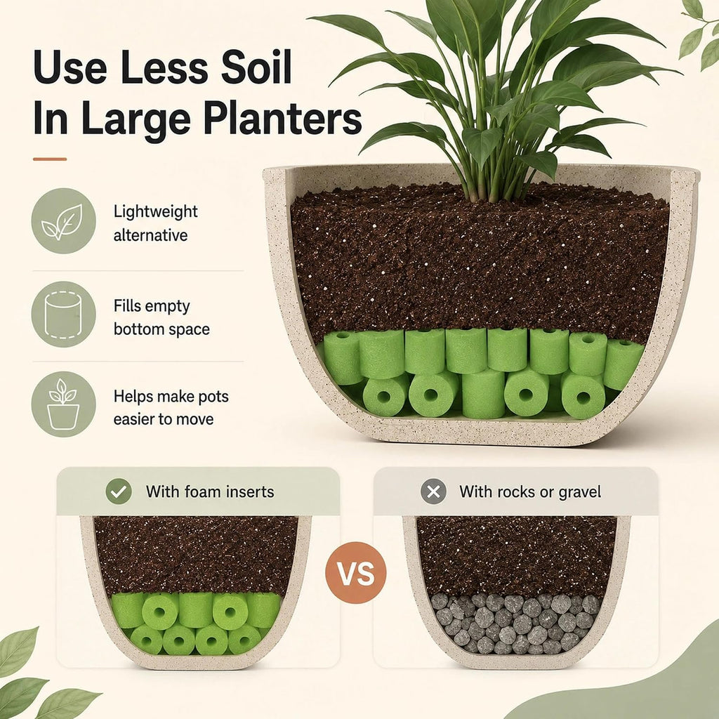 50 Pack Planter Drainage Inserts, Flower Pot Foam Inserts for Outdoor Planters, 50mm Foam Planter Filler, Lightweight