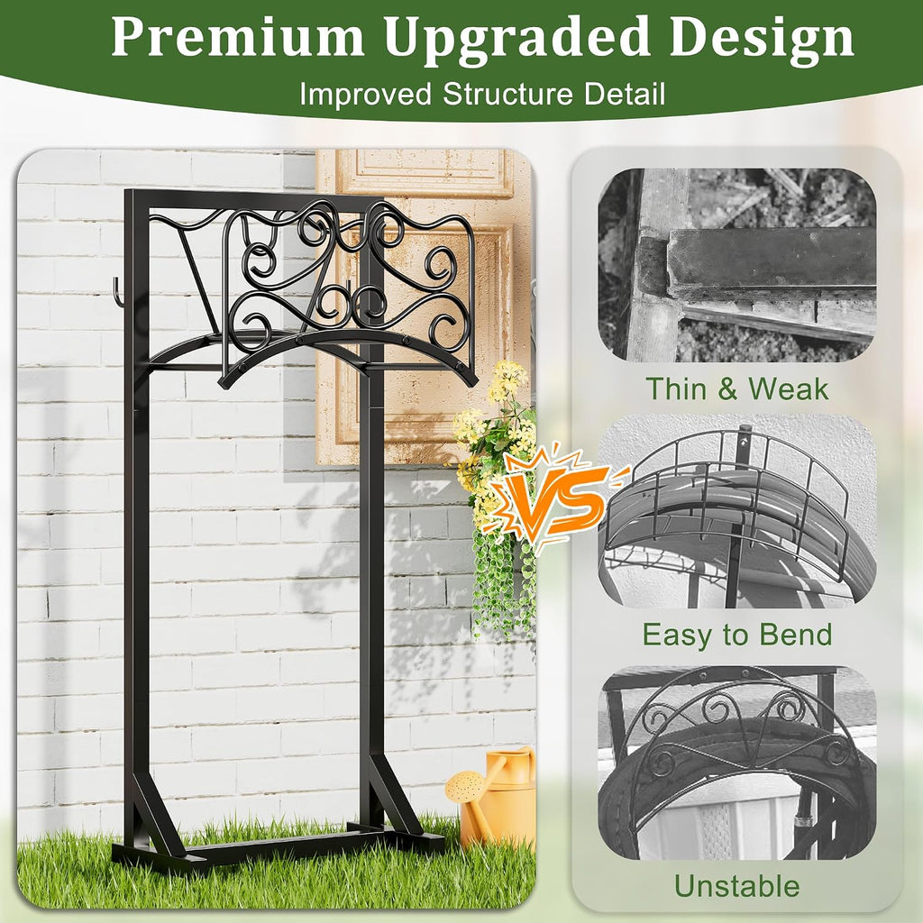 Garden Hose Holder Water Freestanding Heavy Duty Water Hose Holder for Outside with 4 Spikes