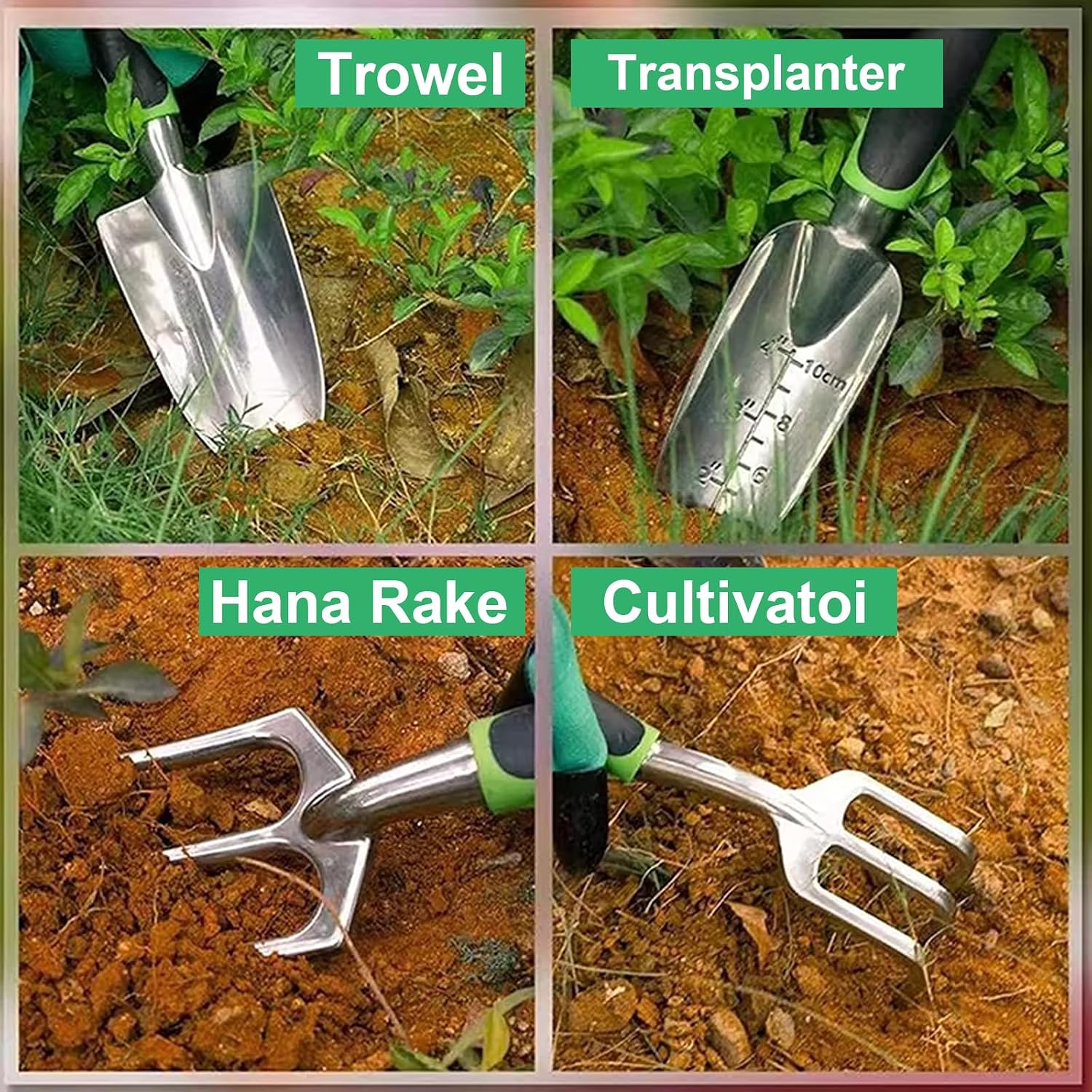 Garden Tool Set, 11 Pcs Gardening Hand Tools Heavy Duty Stainless Steel Garden Supplies with Repotting Mat for Planting