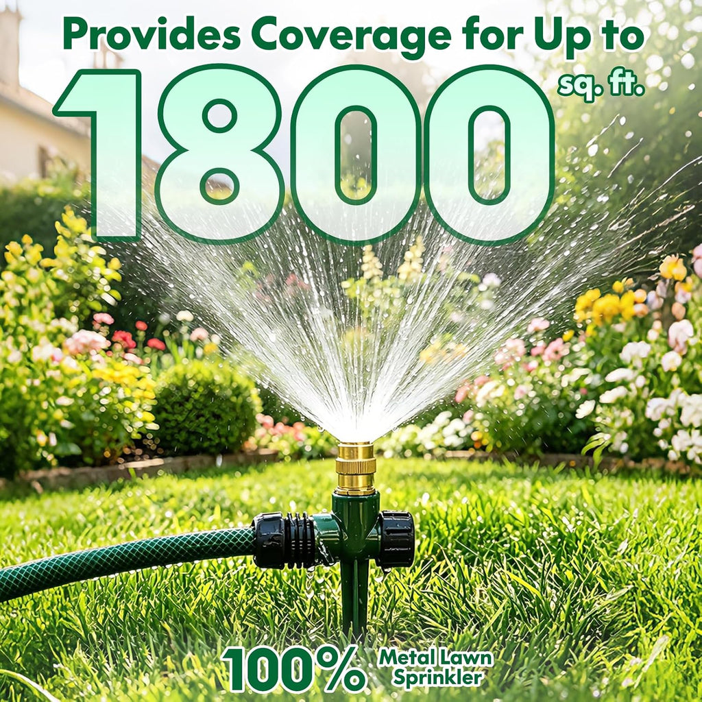 4 Pack Metal Lawn Sprinkler for Yard,360° Large Area Coverage | Adjustable Brass Nozzle with Aluminum Alloy Spike Base