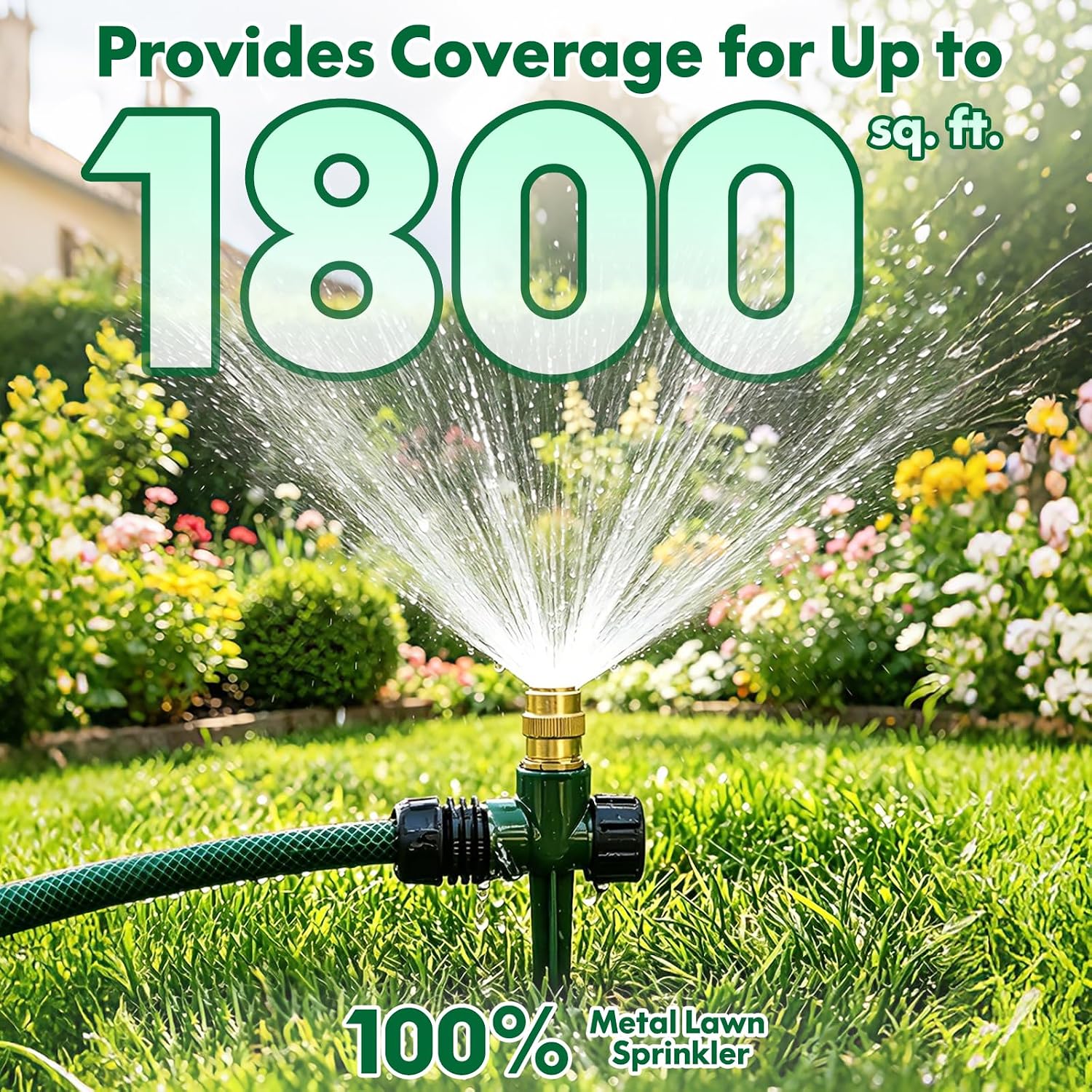 4 Pack Metal Lawn Sprinkler for Yard,360° Large Area Coverage | Adjustable Brass Nozzle with Aluminum Alloy Spike Base