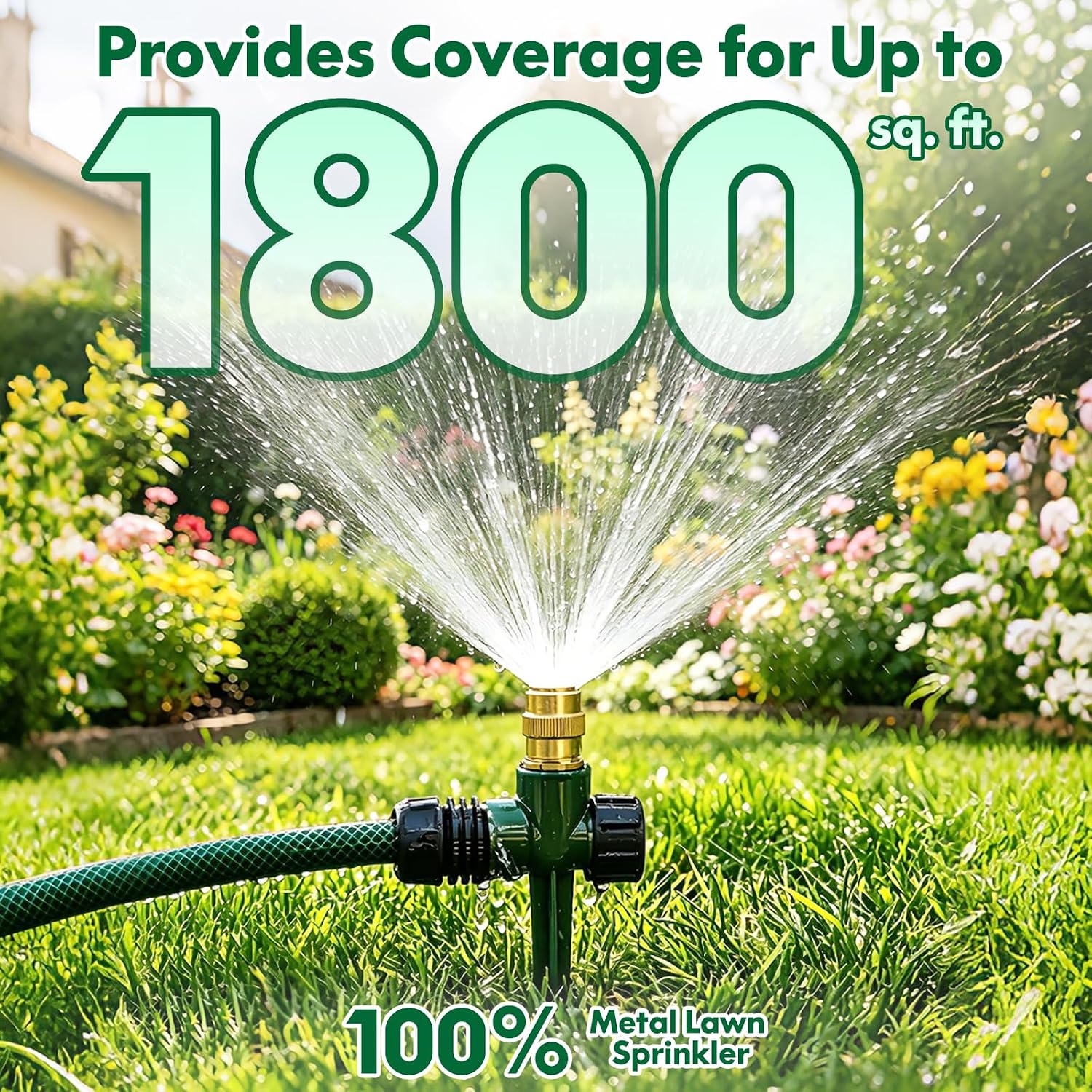 4 Pack Heavy Metal Lawn Sprinkler for Yard,360° Large Area Coverage | Adjustable Brass Nozzle with Aluminum Alloy Spike
