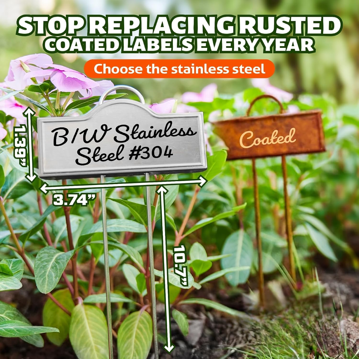 Stainless Steel 304 Plant Labels for Garden Outdoor | Metal Plant Markers Waterproof for Vegetables Herb Seedlings