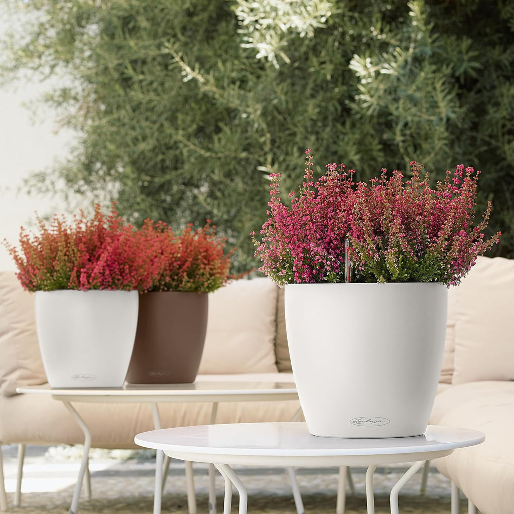 Lechuza Classico Color 28 White, Self-Watering Round Planter, D11 H10.2 in