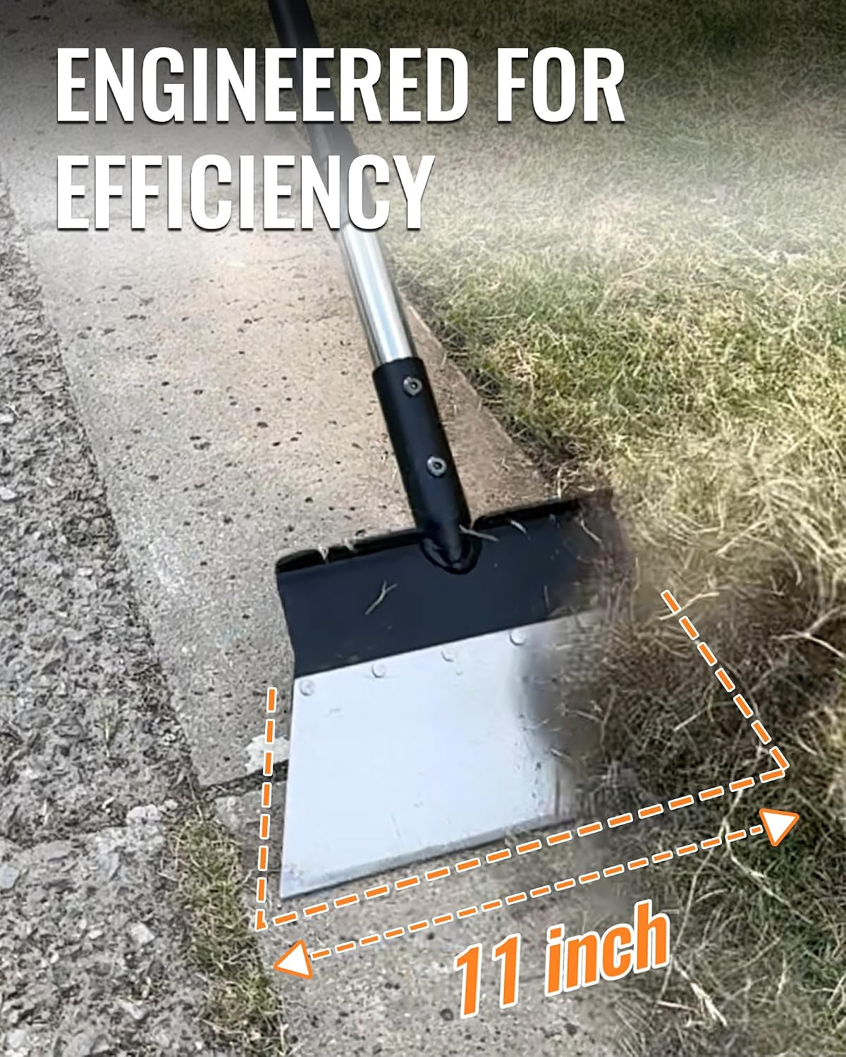 Garden Flat Shovel, Heavy Duty Multifunctional Cleaning Shovel with 60" Adjustable Long Handle, Metal Floor Scraper