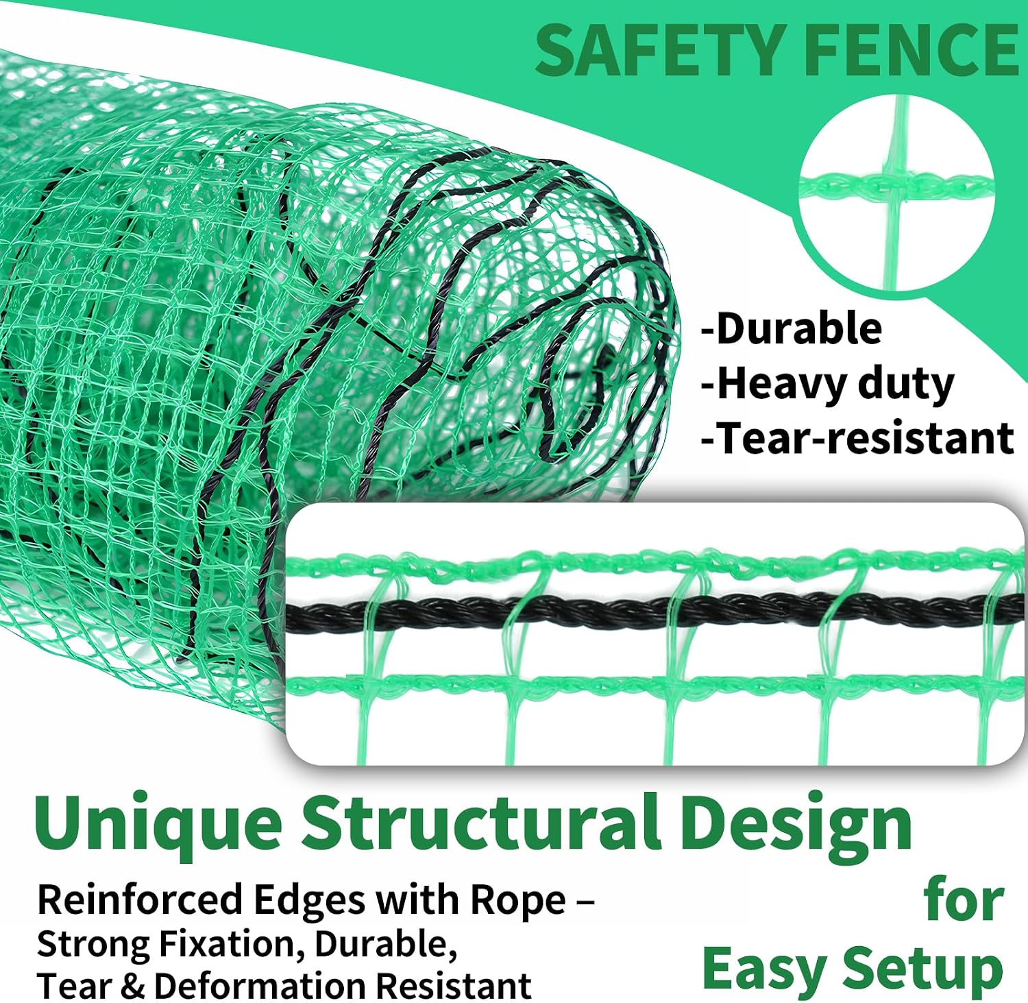5x65ft Deer Fence Netting, Temporary Fence for Garden, Plastic Mesh Fence | Garden Fence Animal Barrier Against Deer &