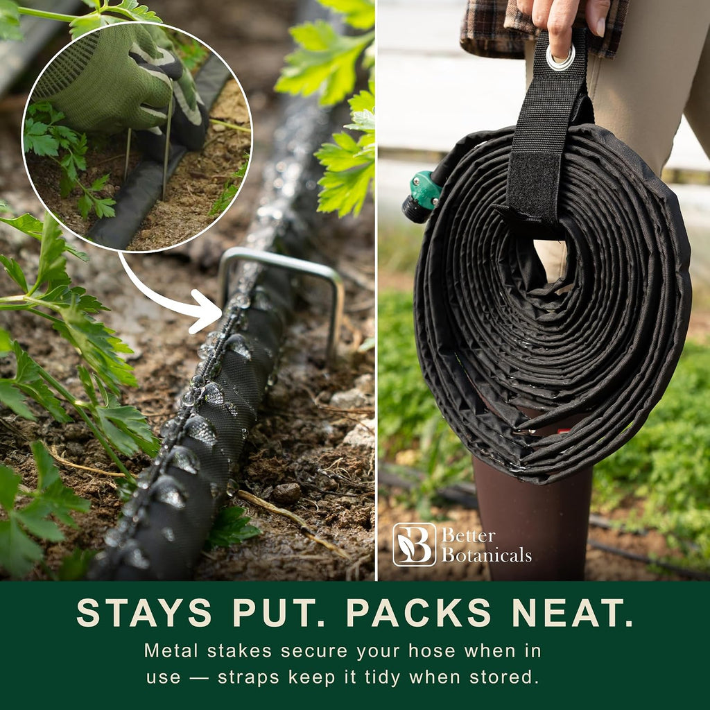 100 FT Flat Soaker Hose (2 x 50 FT) – Drip Irrigation for Garden Beds, Raised Beds & Landscaping – Kink-Resistant, Even