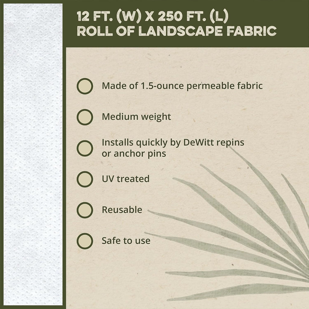 Dewitt Plant Cover - Frost Cloth 1.5 oz - 3 Pack 12 x 250 ft - Fabric | Permeable Air And Water Flow, UV Treated