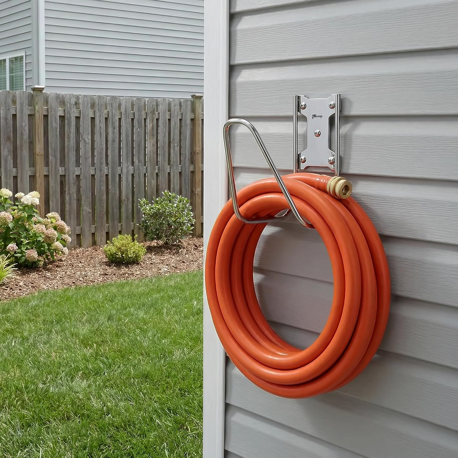 JBscoop Garden Hose Holder, Stainless Steel Wall Mount for Water Hose & Extension Cords, Heavy Duty & Rust Proof