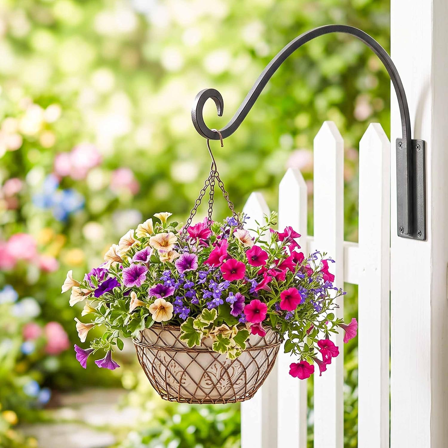 Lifyzoon Heavy Duty Plant Hanger Bracket: 80 lbs 16 Inch Outdoor Hook | Hand-forged Steel Wall Mount, Holds 80 Lbs for