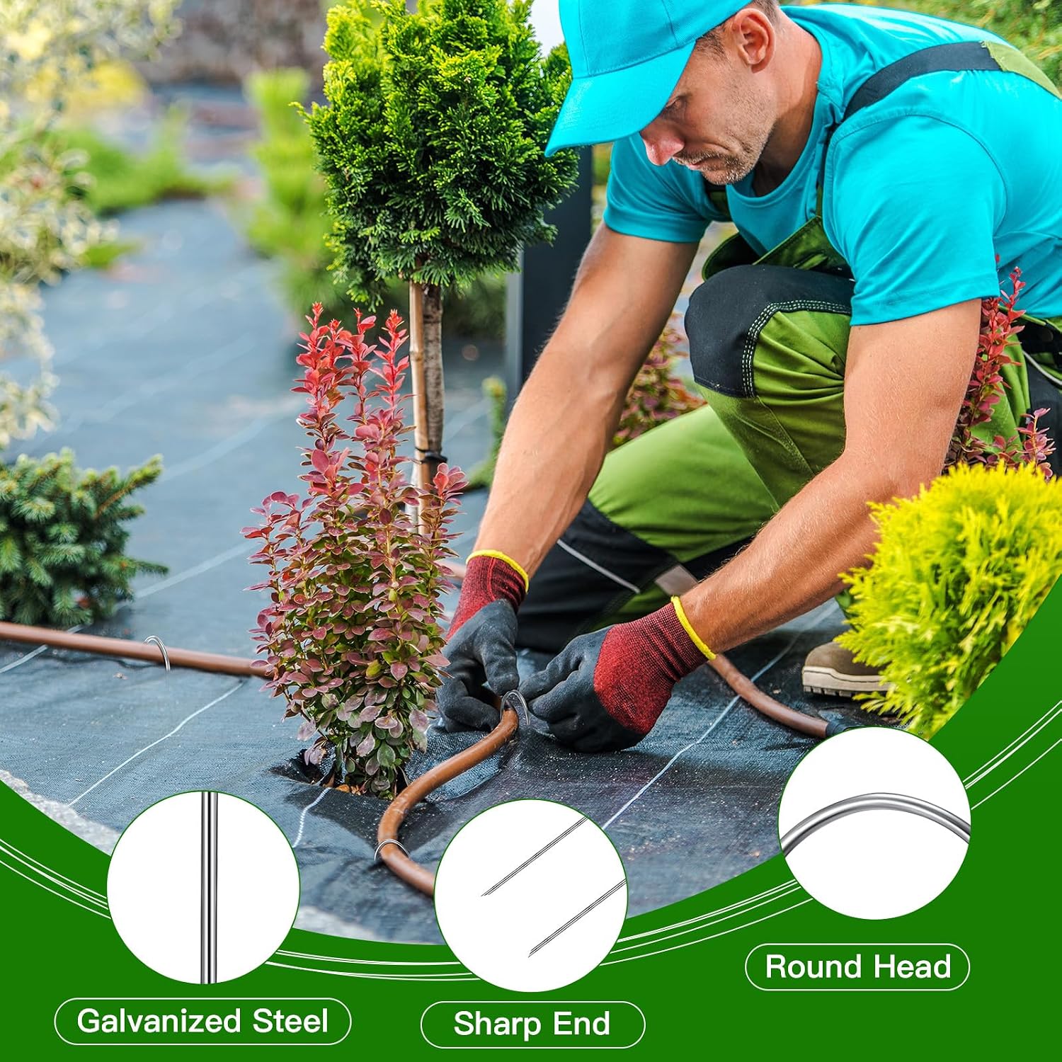 Tandefio 200 Pack Drip Irrigation Tubing Stakes 6 Inch Garden Pins Landscape Staples Securing Pegs Galvanized Lawn Yard