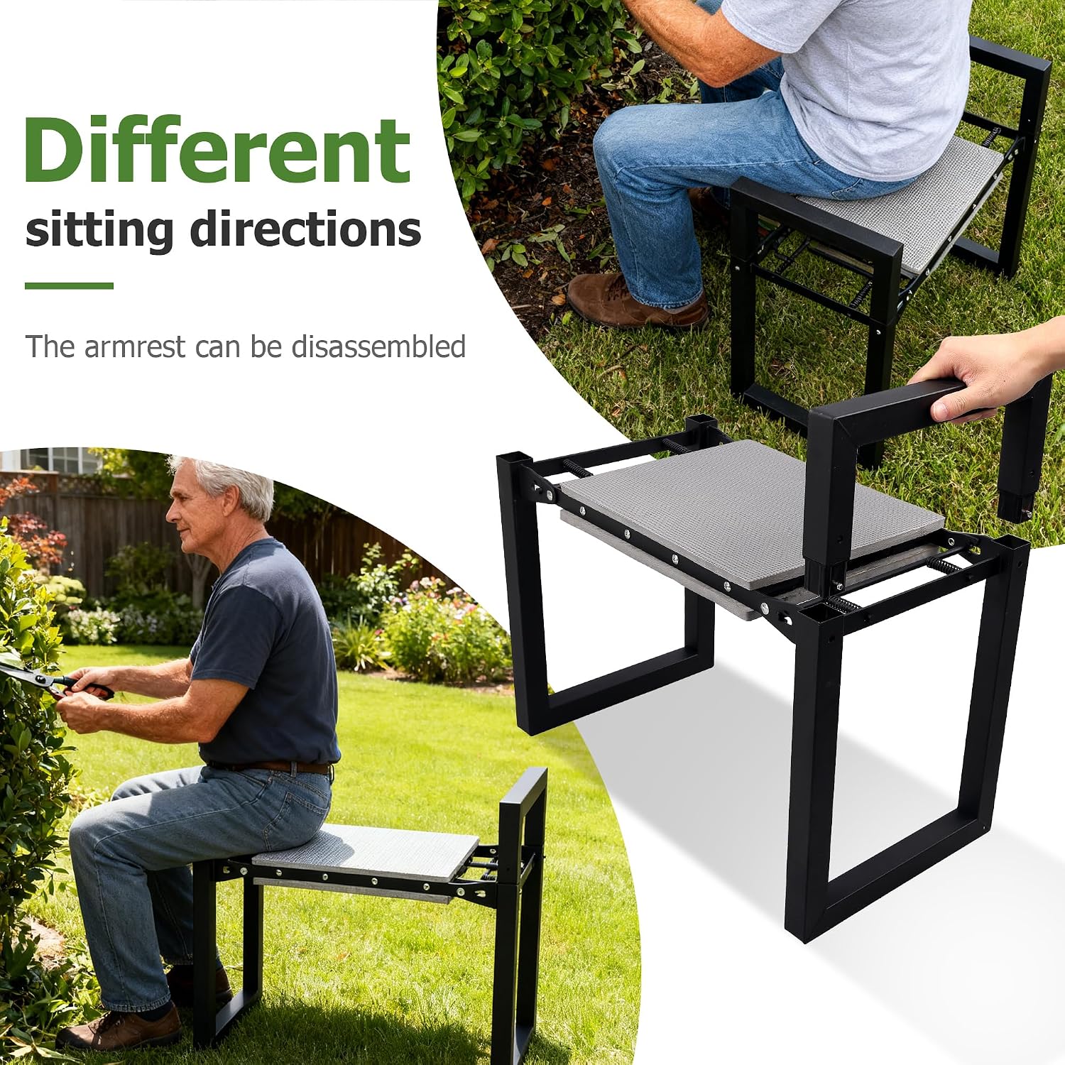 LLARGUEST Garden Kneeler and Seat,Heavy Duty Foldable Kneeling Chair with Handle,Comfortable Wide 12" Garden Kneeling