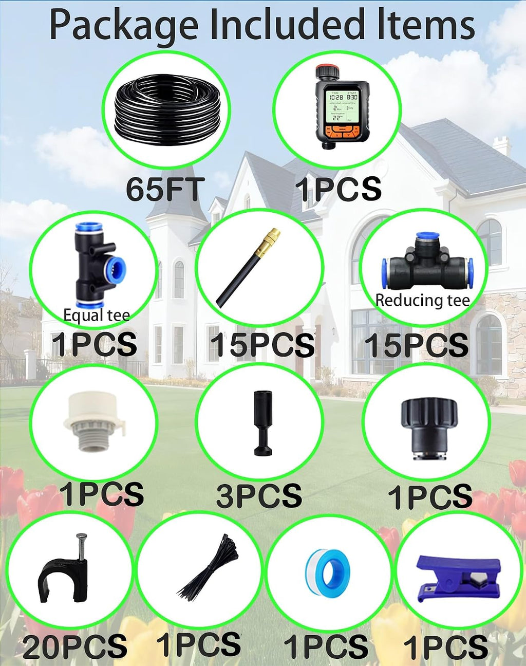 360° Adjustable Drip Irrigation System – Garden Watering Sprinkler System | 12mm Large-Diameter Tubing, Automatic