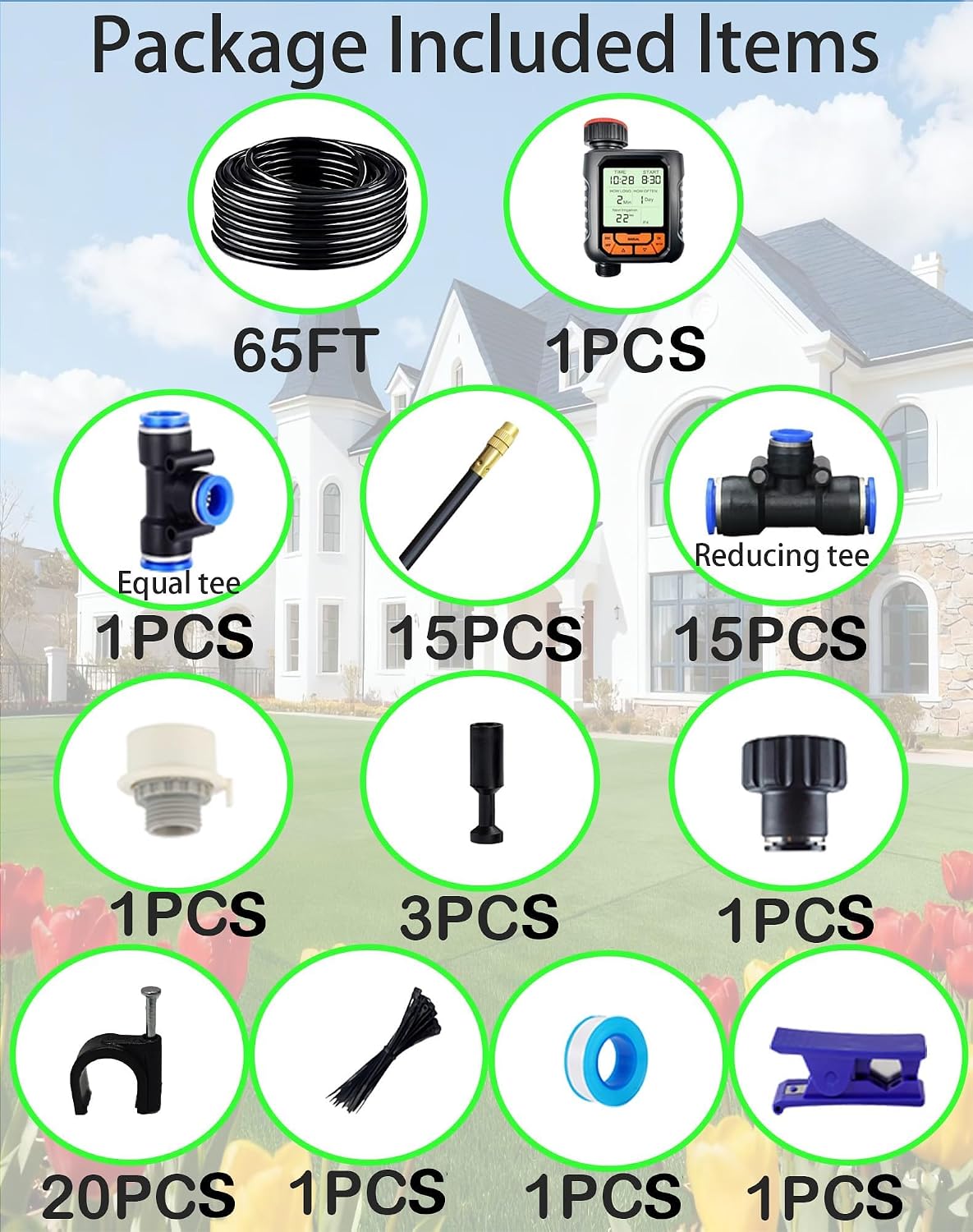 360° Adjustable Drip Irrigation System – Garden Watering Sprinkler System | 12mm Large-Diameter Tubing, Automatic