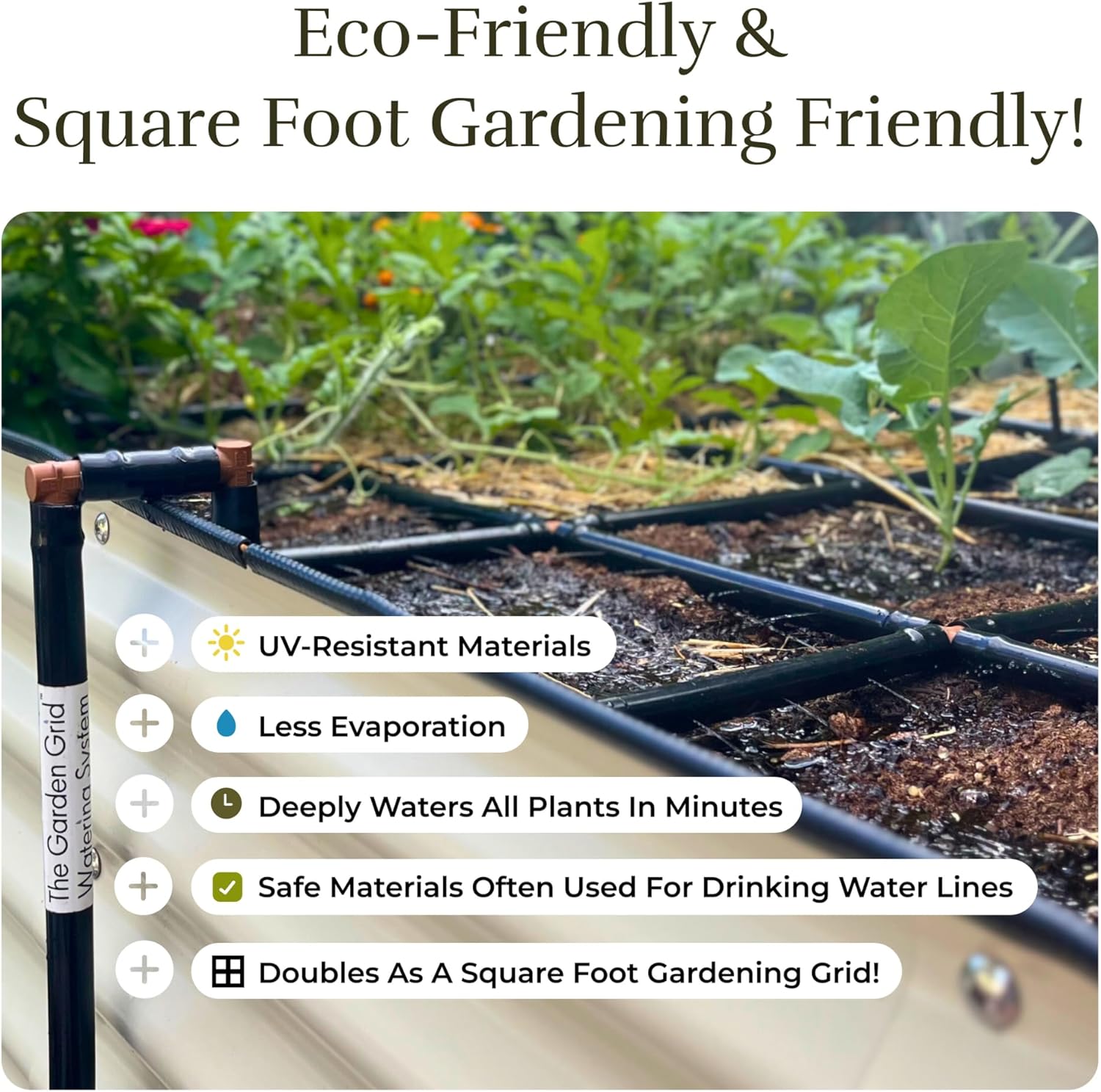 Garden Grid 2x4 | Irrigation System for Garden Beds | Prebuilt, Cornerless | Pre-Assembled 1-Min Setup, Raised Bed