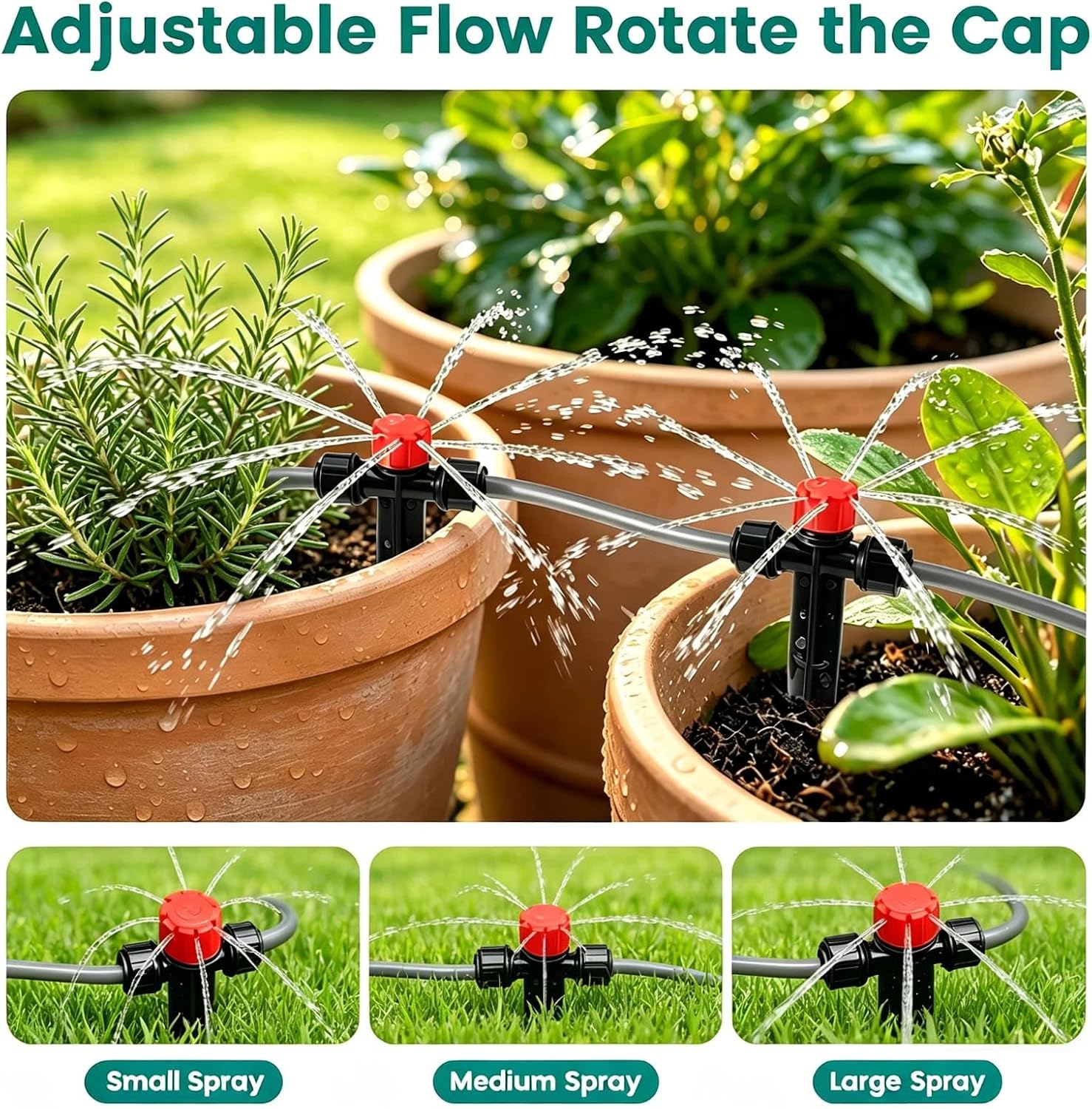 240FT Drip Irrigation System Garden Watering System-Quick-Connect | 1/4" & 1/2" Fast-Lock Tubing, Adjustable Nozzles
