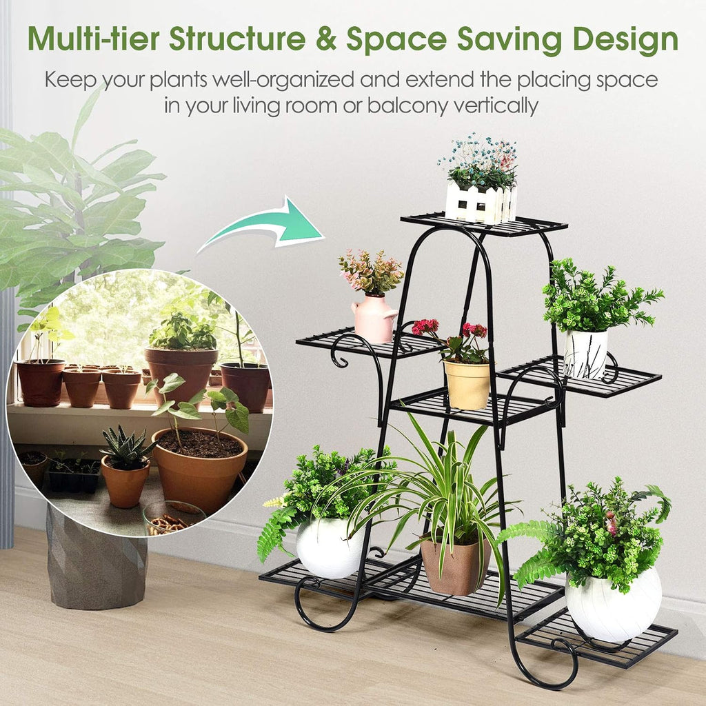 S AFSTAR 7 Tier Plant Stand, Parisian Style Garden Cart Stand, Multi-layer Mental Plant Stand, Plant Flower Pot Display