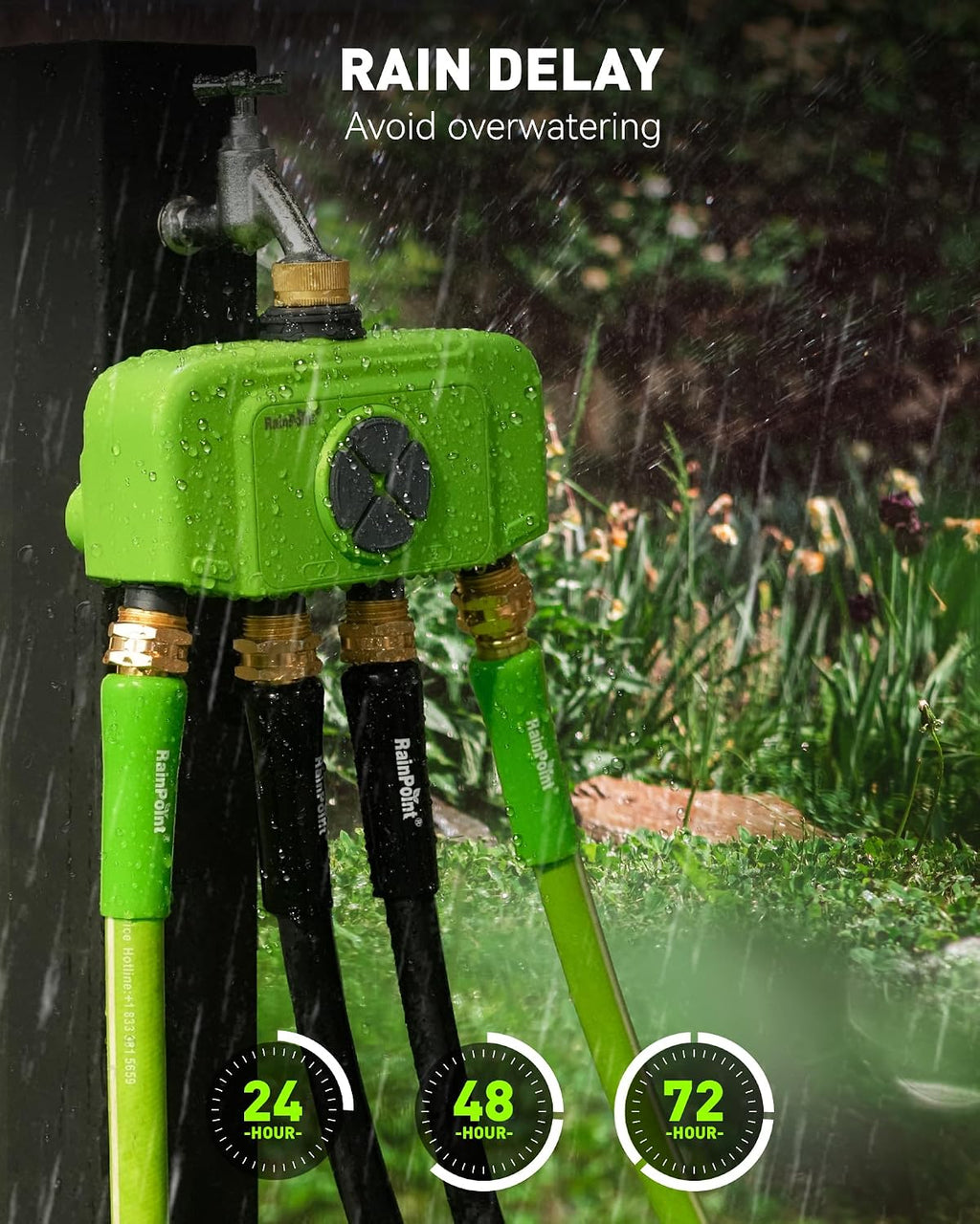 RAINPOINT WiFi Smart Sprinkler Timer, Outdoor Garden Hose Water Timer with Solid Brass Inlet & Outlet, Custom