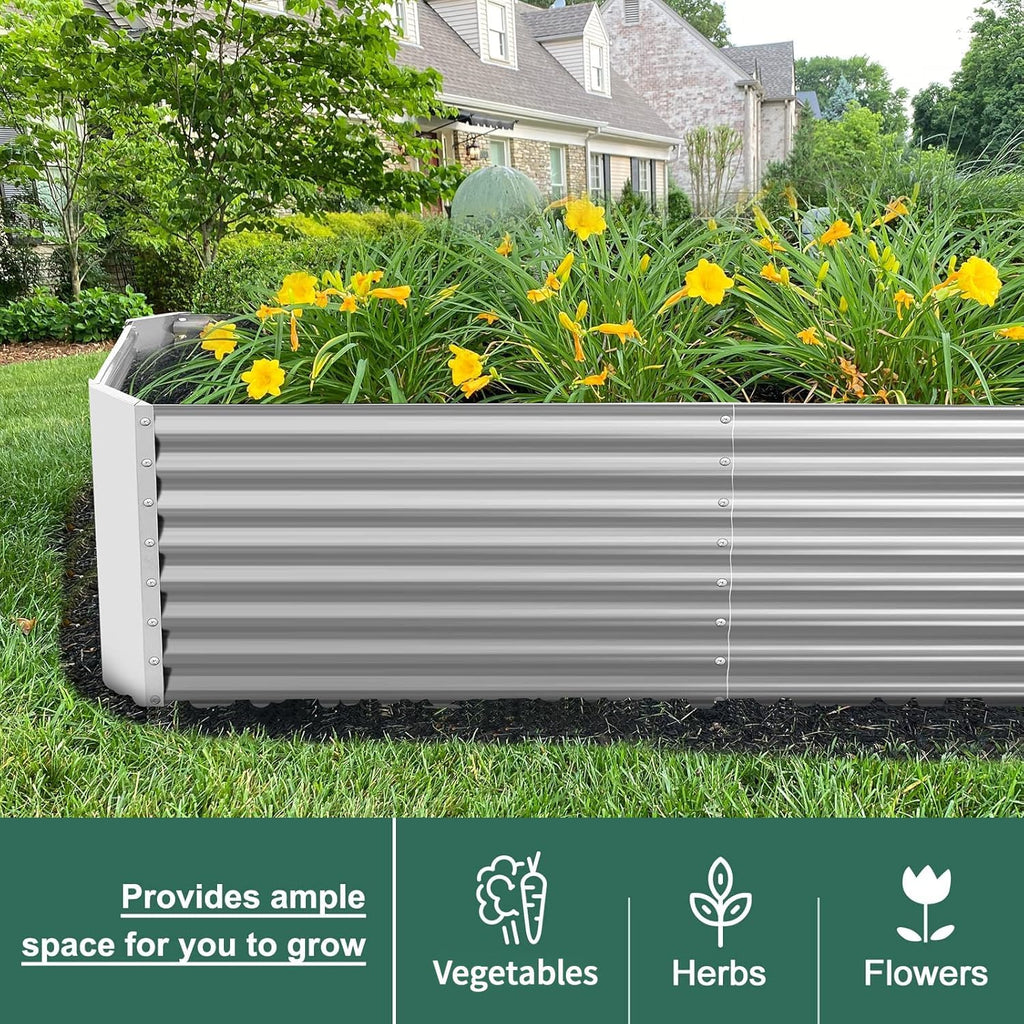 Land Guard 8×4×2 ft Galvanized Raised Garden Bed Kit, Galvanized Planter Raised Garden Boxes Outdoor, Large Metal