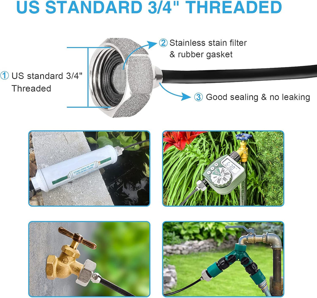 75FT Misters for Outside Patio, 28 Brass Nozzles, 3/4 Inch Adapter | 23M Outdoor Misting System for Patios, Gardens &