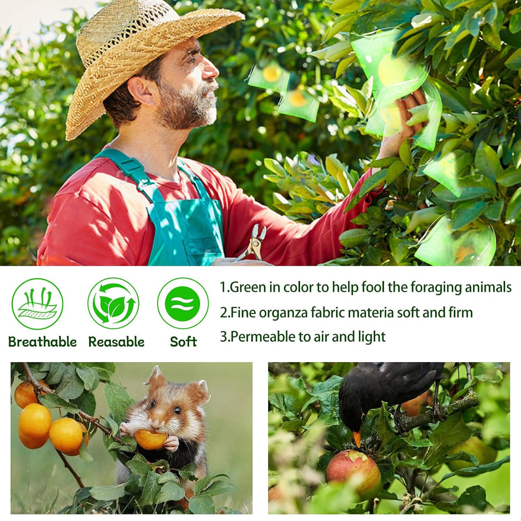 200 Pcs Fruit Protection Bags 8''x12'' Fruit Net Bags with Drawstring Bag for Fruit, Vegetable Net Cover Mesh Bag for