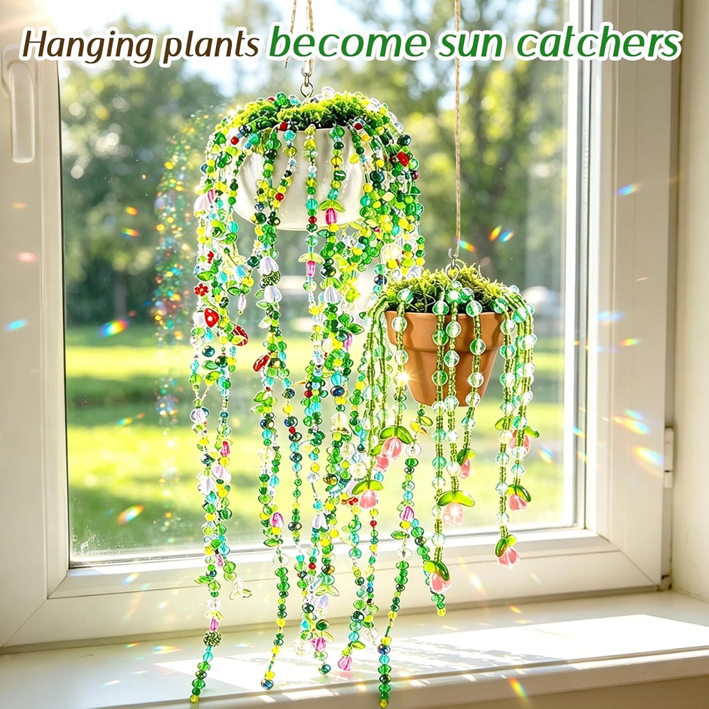 ZYNERY 5600pcs Beaded Plant Kit, Green Glass Beads, with A Full Set of Tools Green Beads Kit Glass for Making Succulent