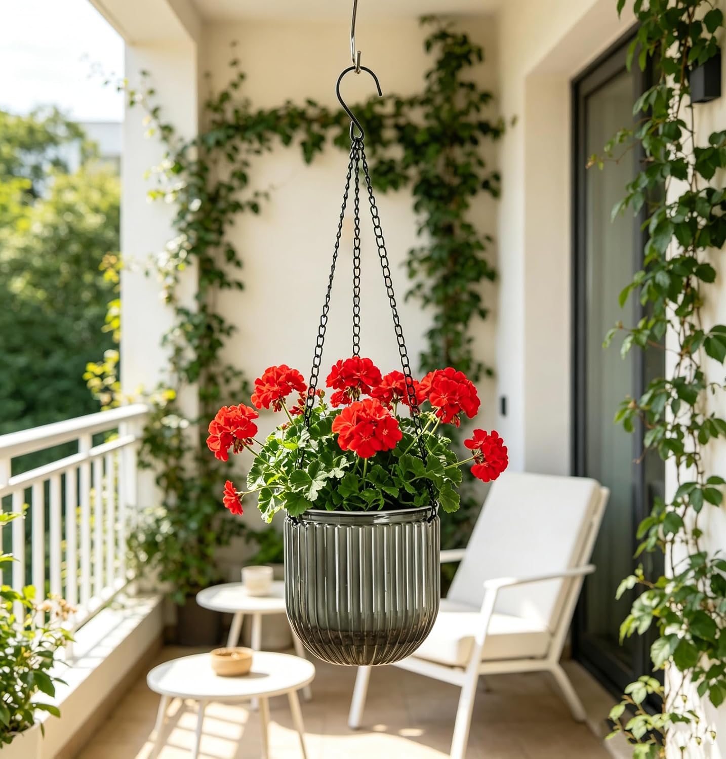 Melphoe Self Watering Hanging Planters Indoor Flower Pots, (6.5’’+6.5’’+5.3''+5.3'' 4Pack) - Outdoor Hanging Plant Pot