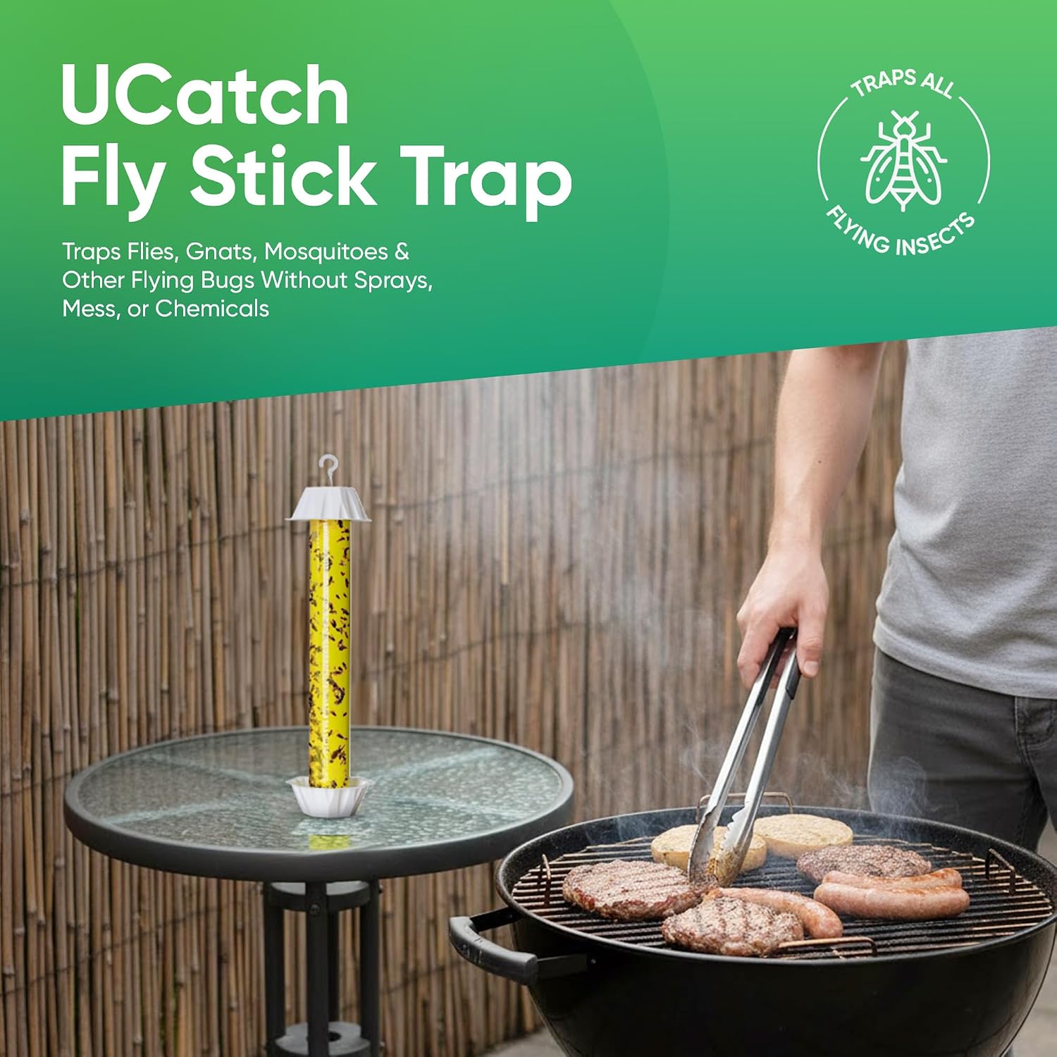 Sticky Fly Trap Indoor & Outdoor Pack of 8 | Hanging Fly Stick for Gnats, Flies, Wasps, Mosquitoes & Other Flying Bugs