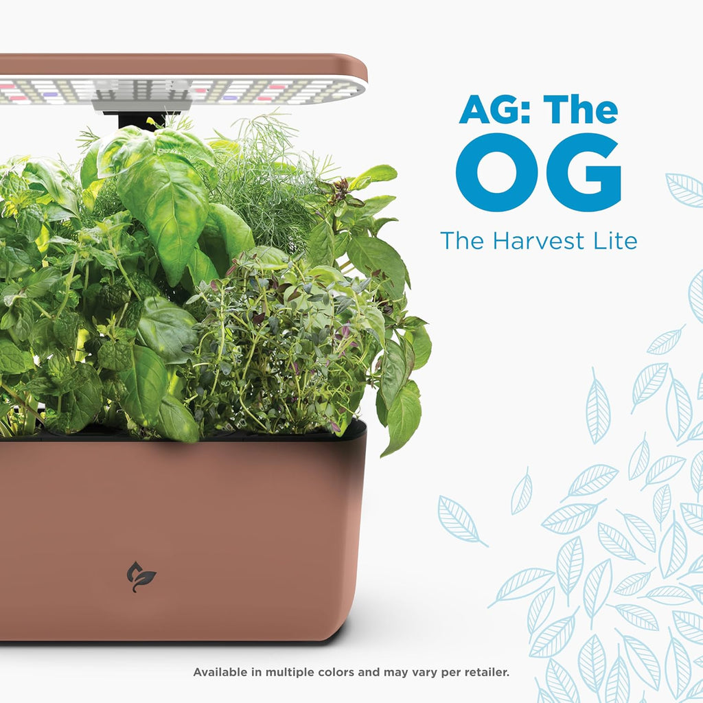 AeroGarden Harvest Lite, Mocha | Soil-free Indoor Hydroponic Garden with LED Grow Light for Year-Round Gardening of up