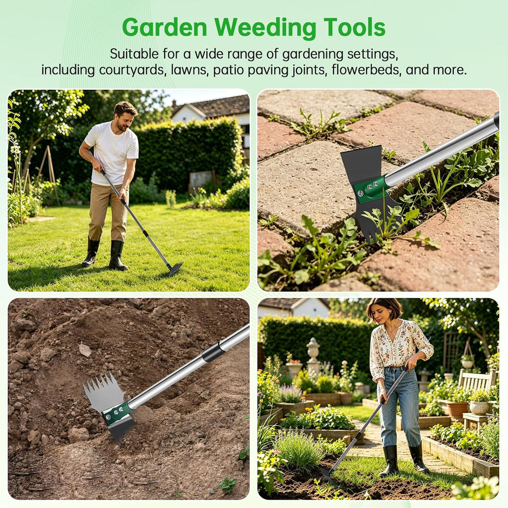 60 Inch Long Handle Dual Head Garden Hoe for Weeding & Soil Loosening | Multipurpose Weeding and Soil Cultivating Weed