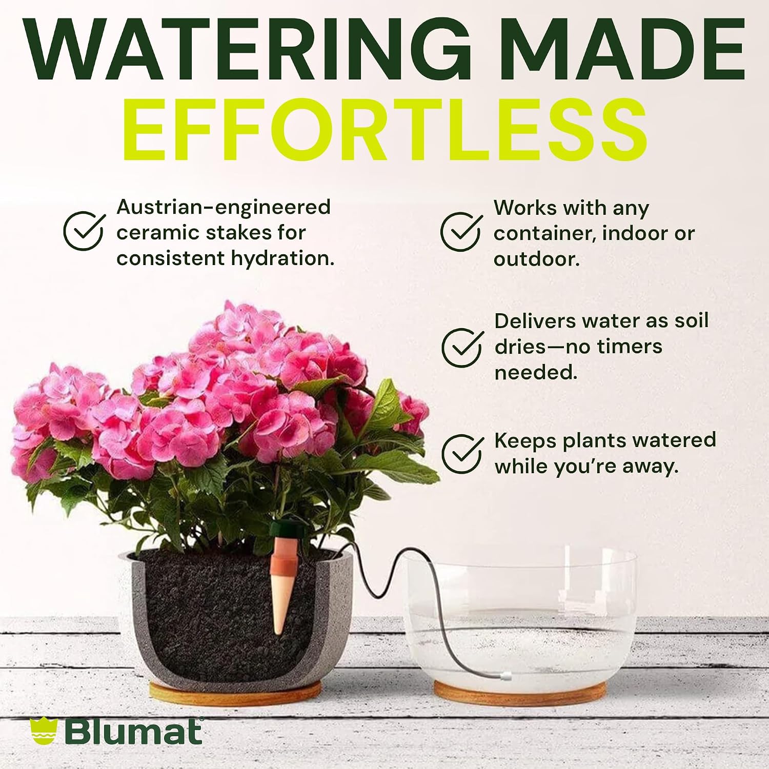 Blumat Classic Self-Watering Stakes - Prevents Overwatering and Underwatering for Healthy Growth While You are Away