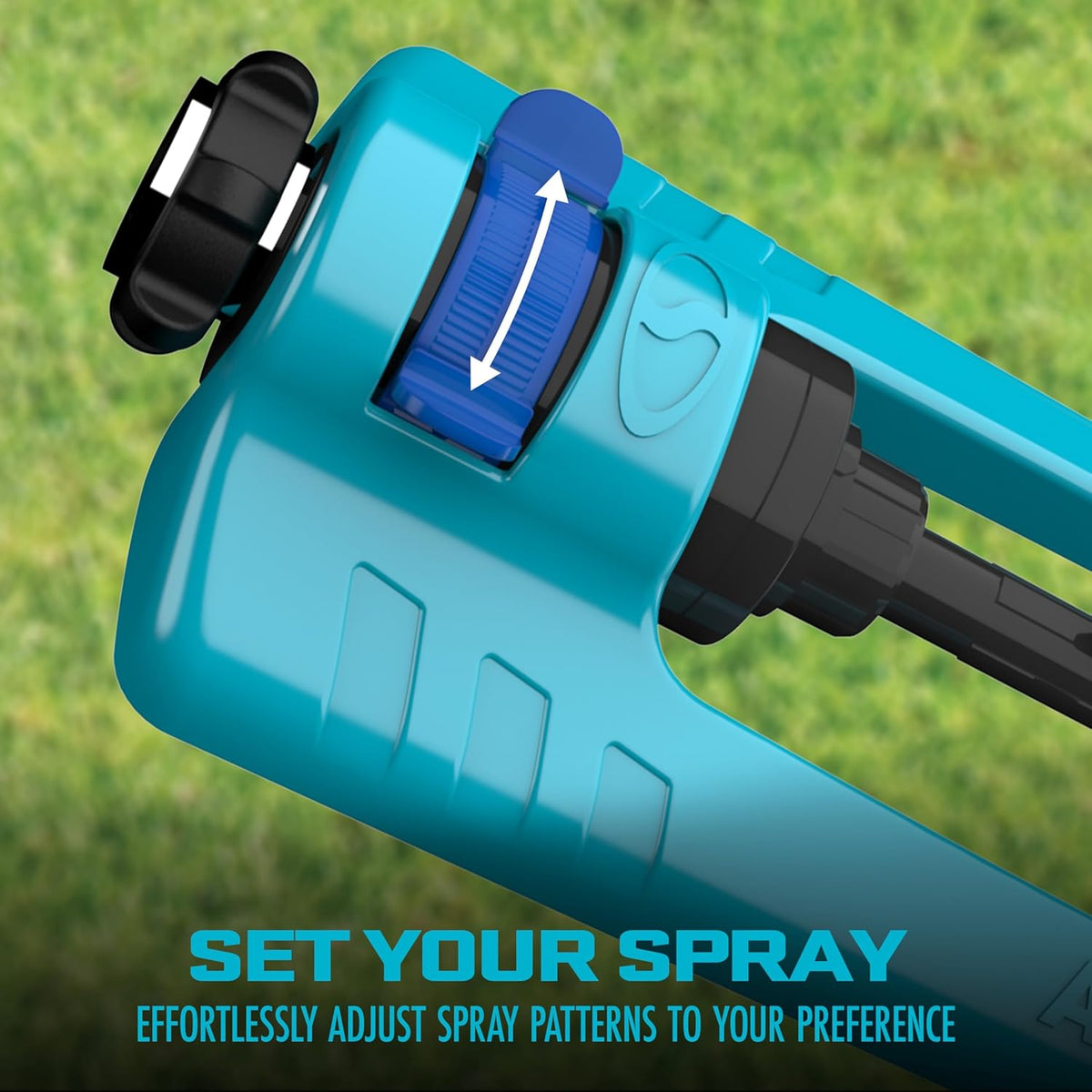 Aqua Joe Oscillating Sprinkler with Adjustable Spray, 16 Clog-Resistant Nozzles, Metal Base & 3600 Square Foot