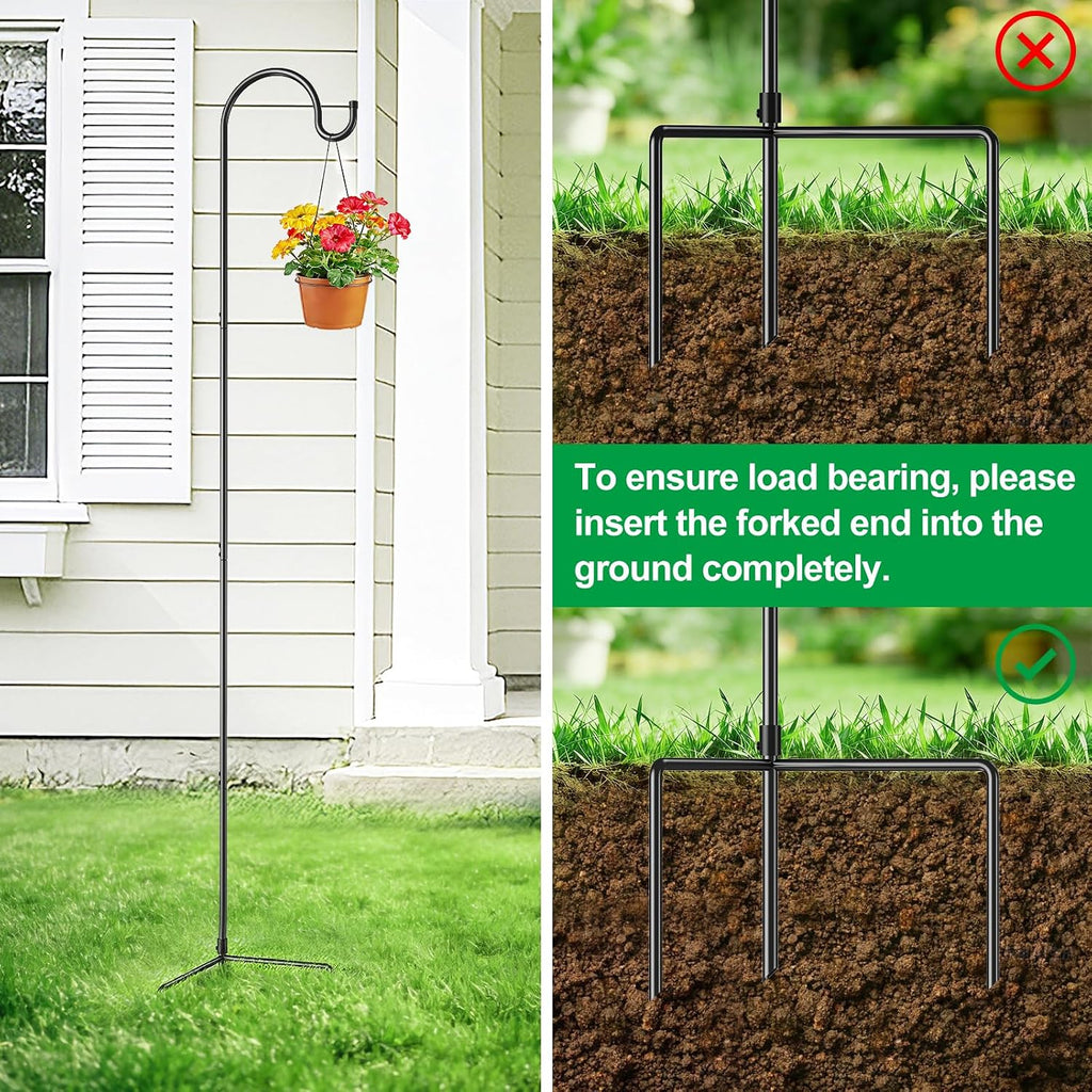 GOFORWILD 65 Inch 8 Pack Shepherd Hook for Garden Decor | Made of Premium Metal for Plant Hanger, Lantern Hook, Solar