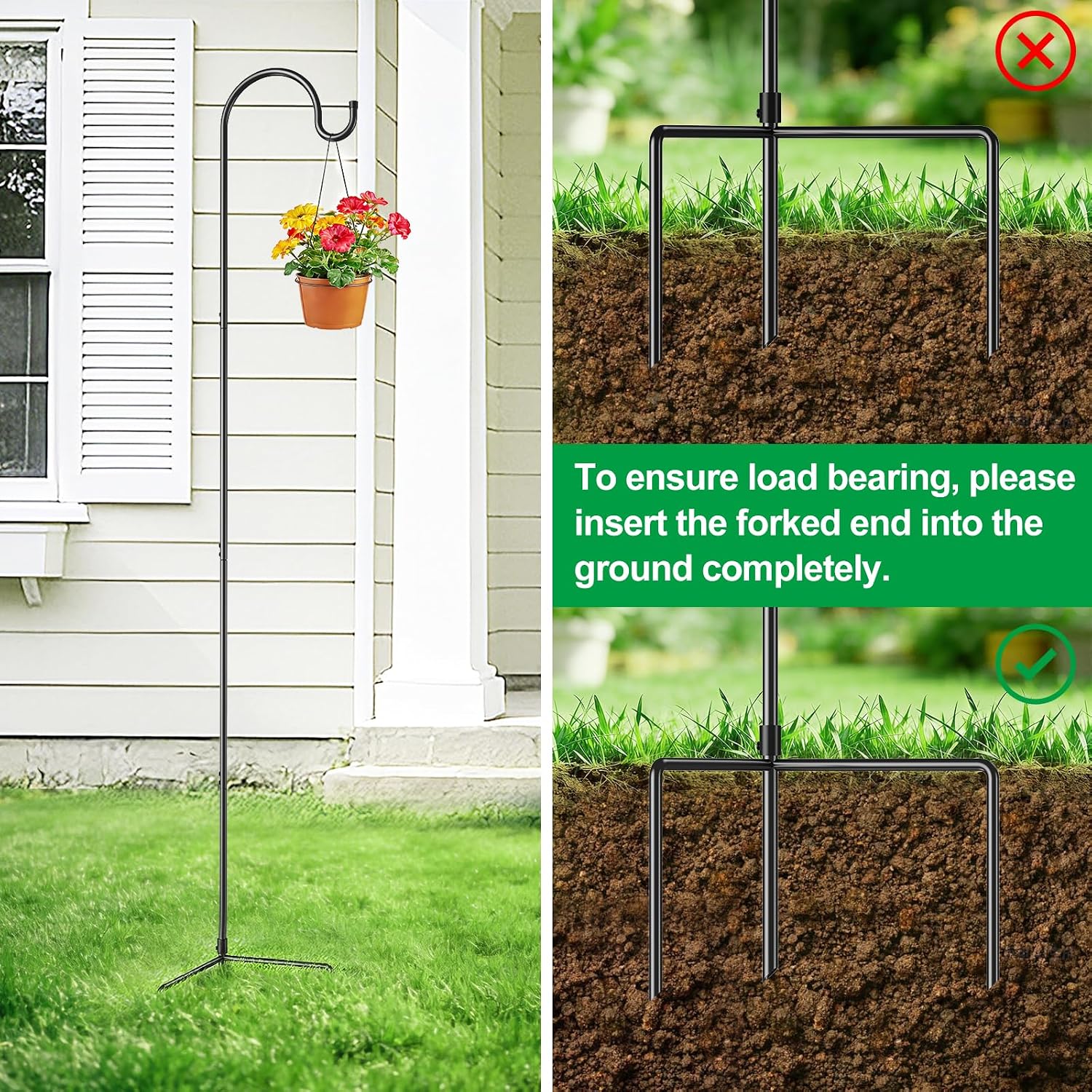GOFORWILD 65 Inch 8 Pack Shepherd Hook for Garden Decor | Made of Premium Metal for Plant Hanger, Lantern Hook, Solar