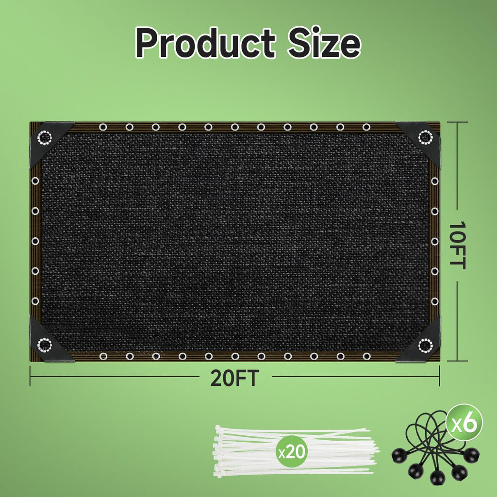 70% Shade Cloth 10ftx20ft Anti-Aging Sun Mesh UV Resistant Net, Sunblock Garden Tarp for Plant Cover, Greenhouse, Barn