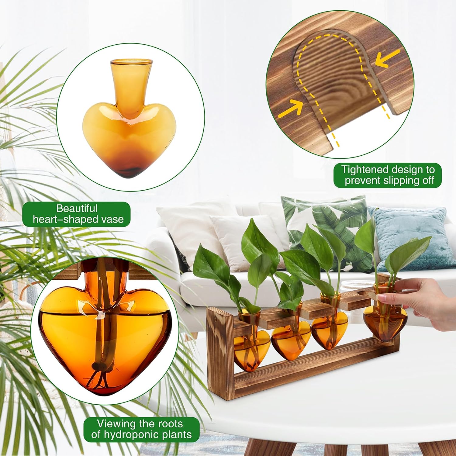 Plant Propagation Stations Heart Plant Terrarium Kit | Gift for Women Plant Lover Glass Vases