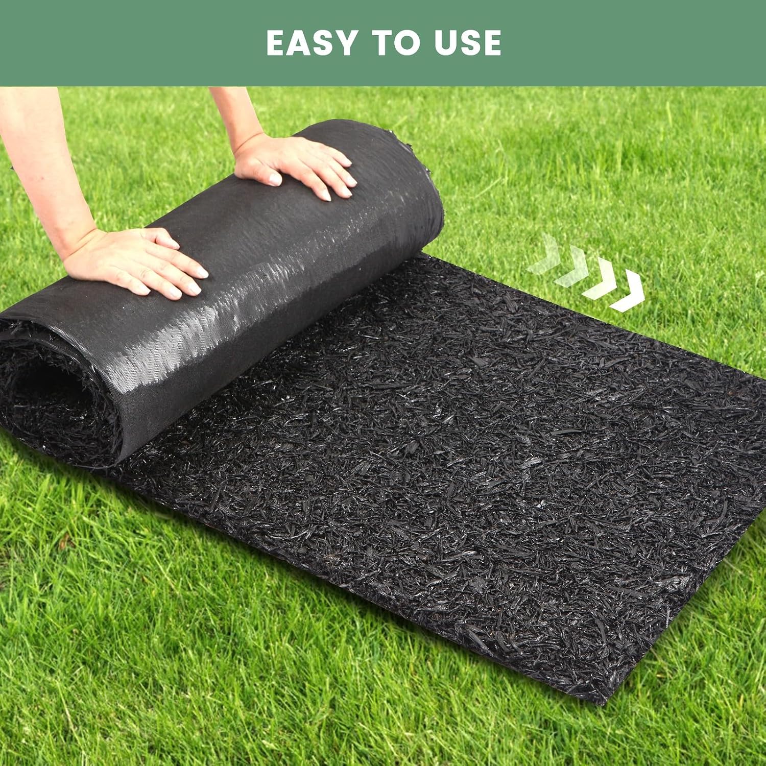 Sekcen Upgraded 2 Pack Rubber Mulch Roll Mat for Landscaping Recycled Rubber Walkway Black Permanent Mulch Pathway
