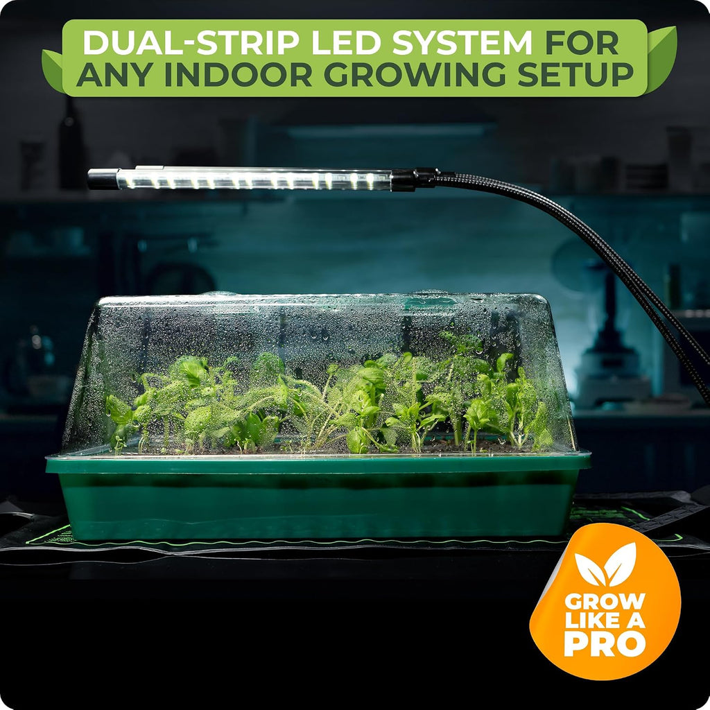 Seed Starter Tray with Grow Lights and Heating Mat - 40 Cell Plant Germination Tray with 4.7" Humidity Dome Seed