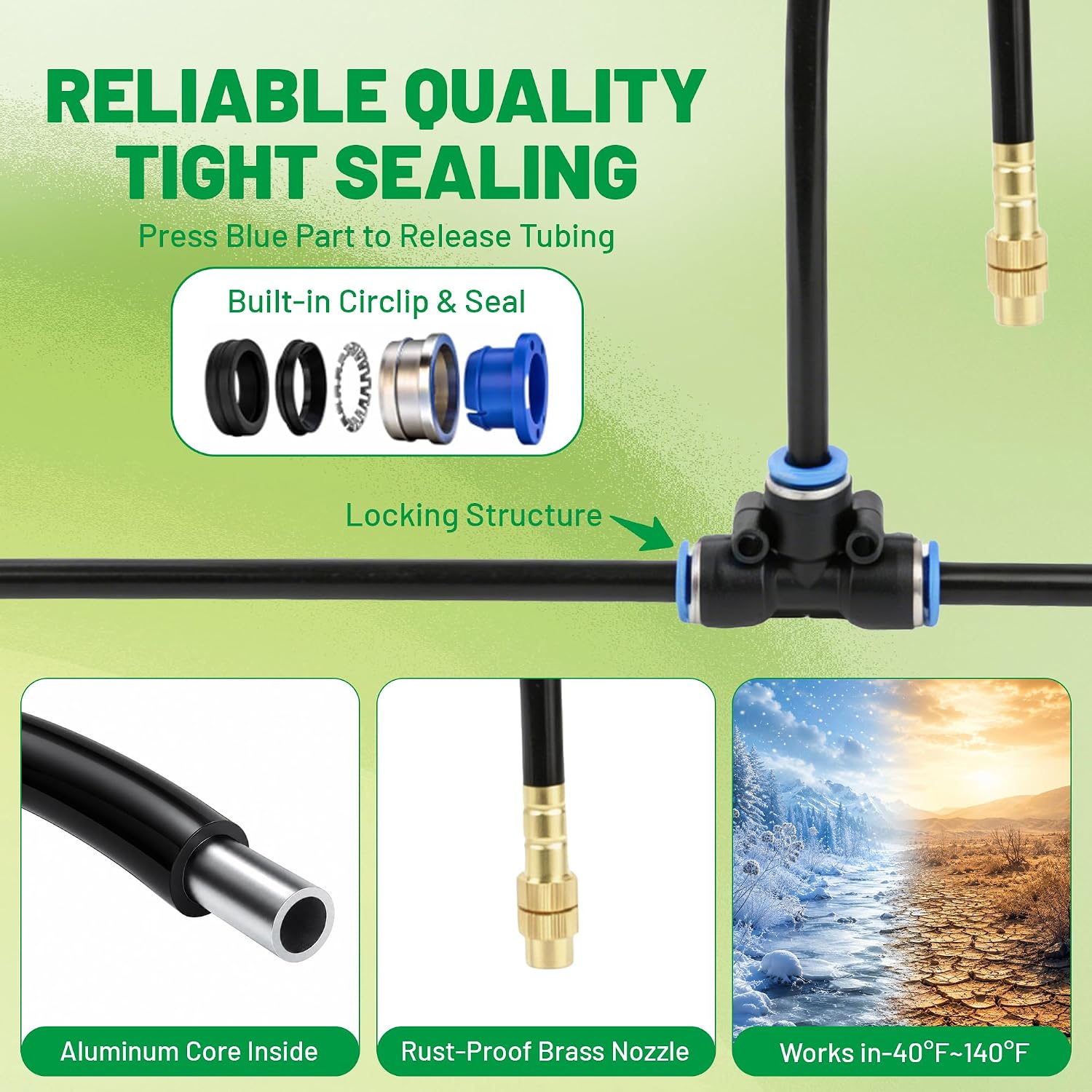 Drip Irrigation System for Garden, 200FT Automatic Drip Irrigation Kit with 32pcs 360° Bendable Copper Nozzles