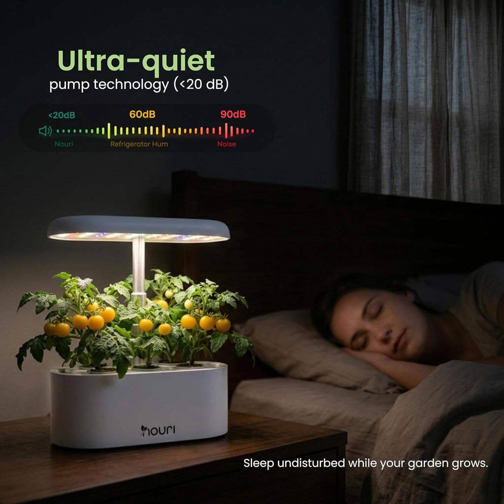 Nouri Hydroponics Growing System, 5 pod Smart Indoor Herb Garden Kit with LED Grow Lights, Hydroponic Herb Garden