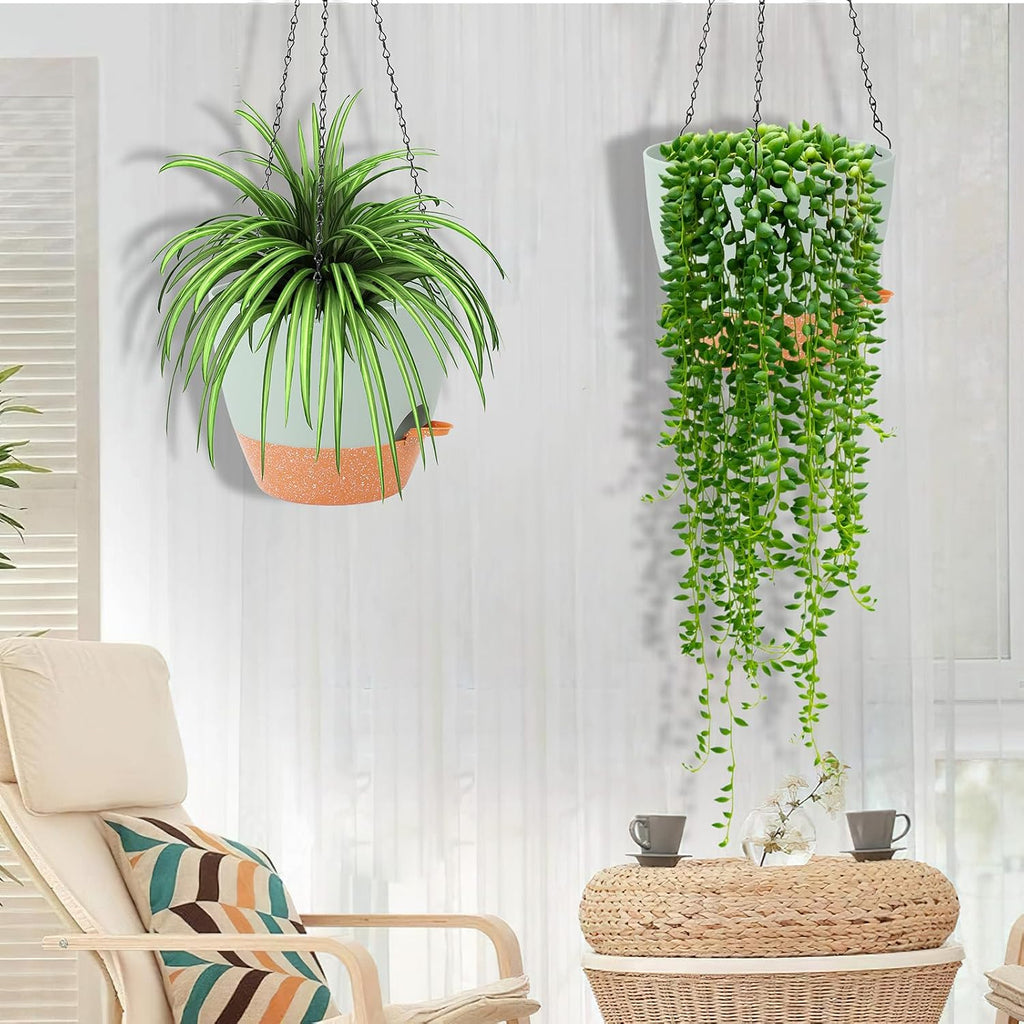 Hanging Planter, 10 inch Hanging planters for Indoor. Outdoor Plants, Self Watering Plant Pot, 2 Pack Large self